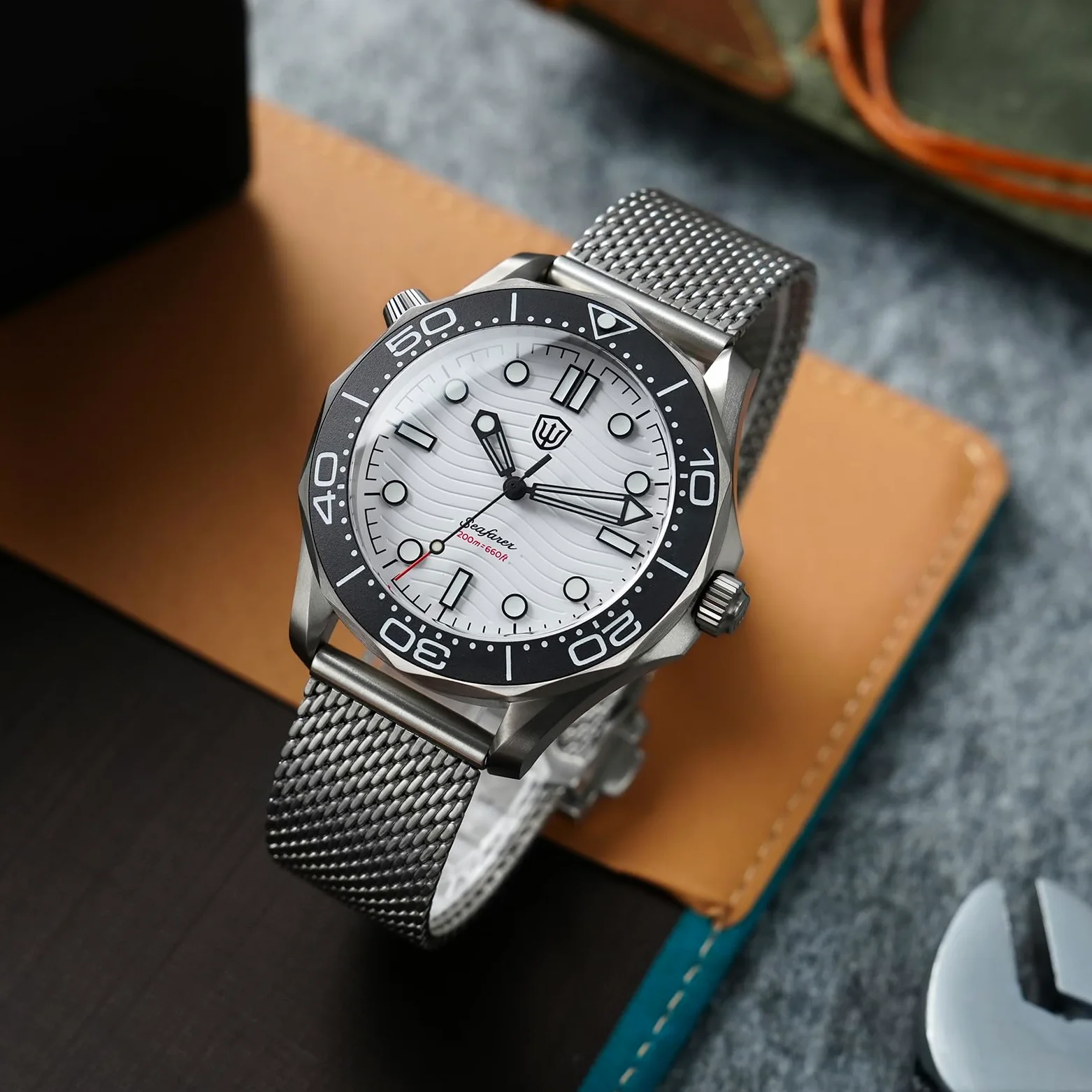watchdives WD007Q V2 42 mm Titanium NTTD zegarek do nurkowania, Japonia VH31 Sweep Second zegarek kwarcowy, zakrzywione szkło szafirowe zegarek na rękę 200 m wodoszczelny zegarek