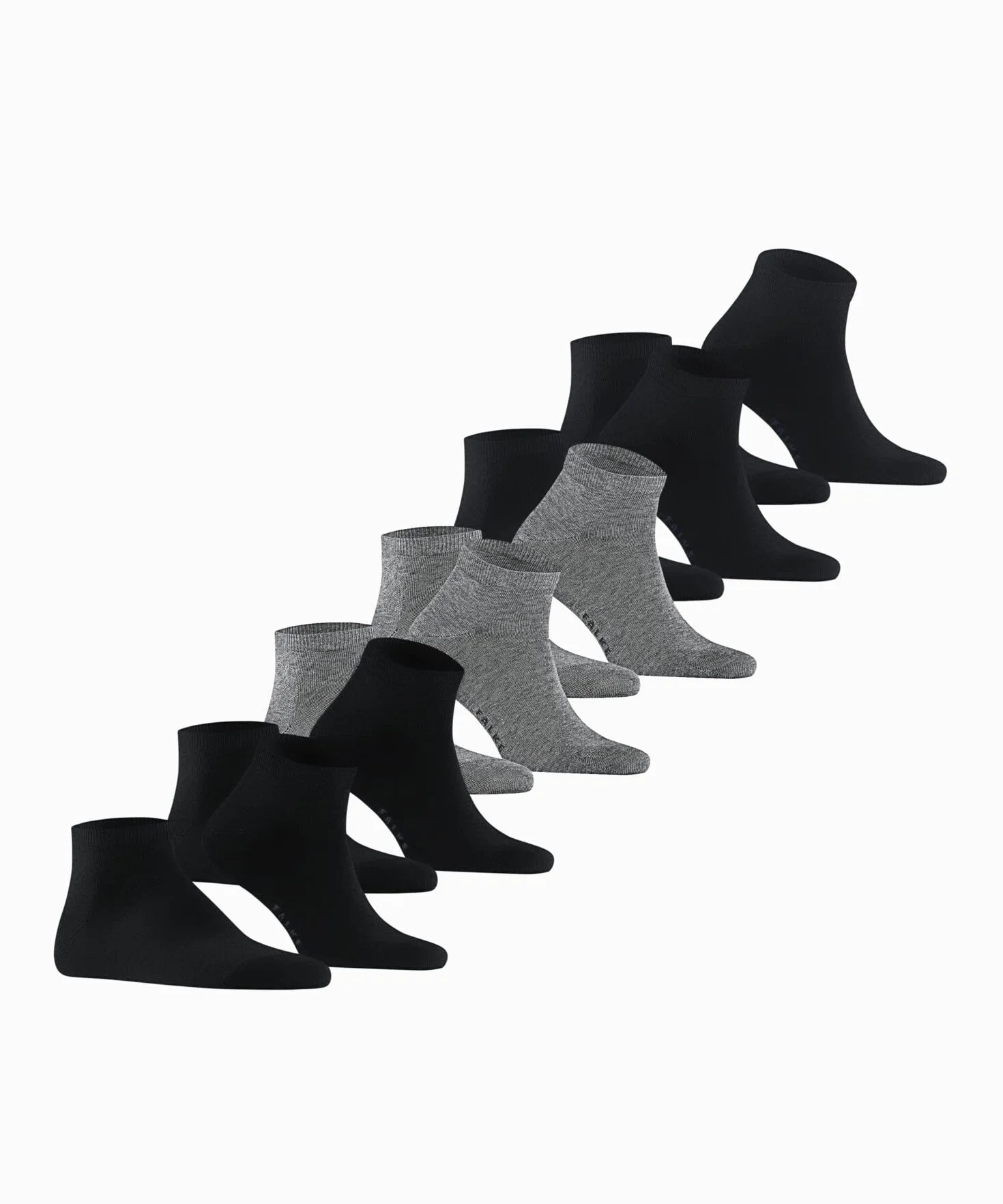 FALKE Mężczyźni Skarpety do trampek Happy Multipack M Sn Bawełna krótkie jednokolorowe 6 Pak, Wielokolorowy Black Grey 0010, 43-46