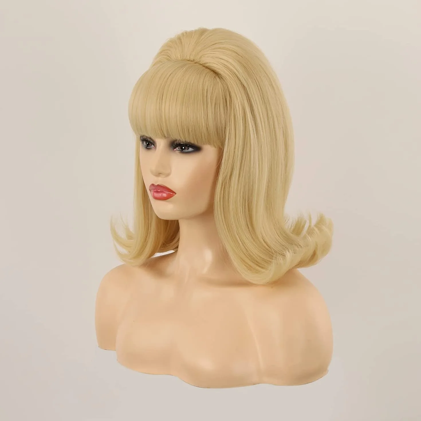 Peruka z lat 60. | FVCENT 70's Retro styl ula w stylu Vintage wygląd flicked ula Bob 50's styl peruka kostium damska peruka z grzywką (Blond)
