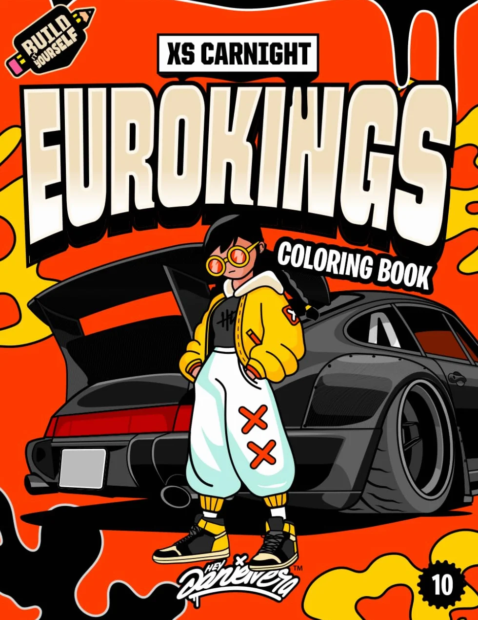 EUROKINGS Coloring Book: 90 Real Modified European Cars to Color – Perfect for Kids, Teens & Car Fans Ages 6-18