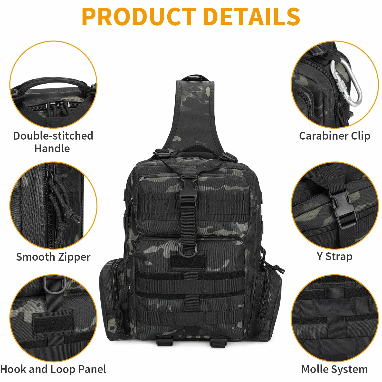 Taktyczna torba na ramię Crossbody Fishing Plecak Wojskowy Molle Torba na klatkę piersiową Duża torba na ramię na polowanie Bieganie Piesze wycieczki i jazda na rowerze