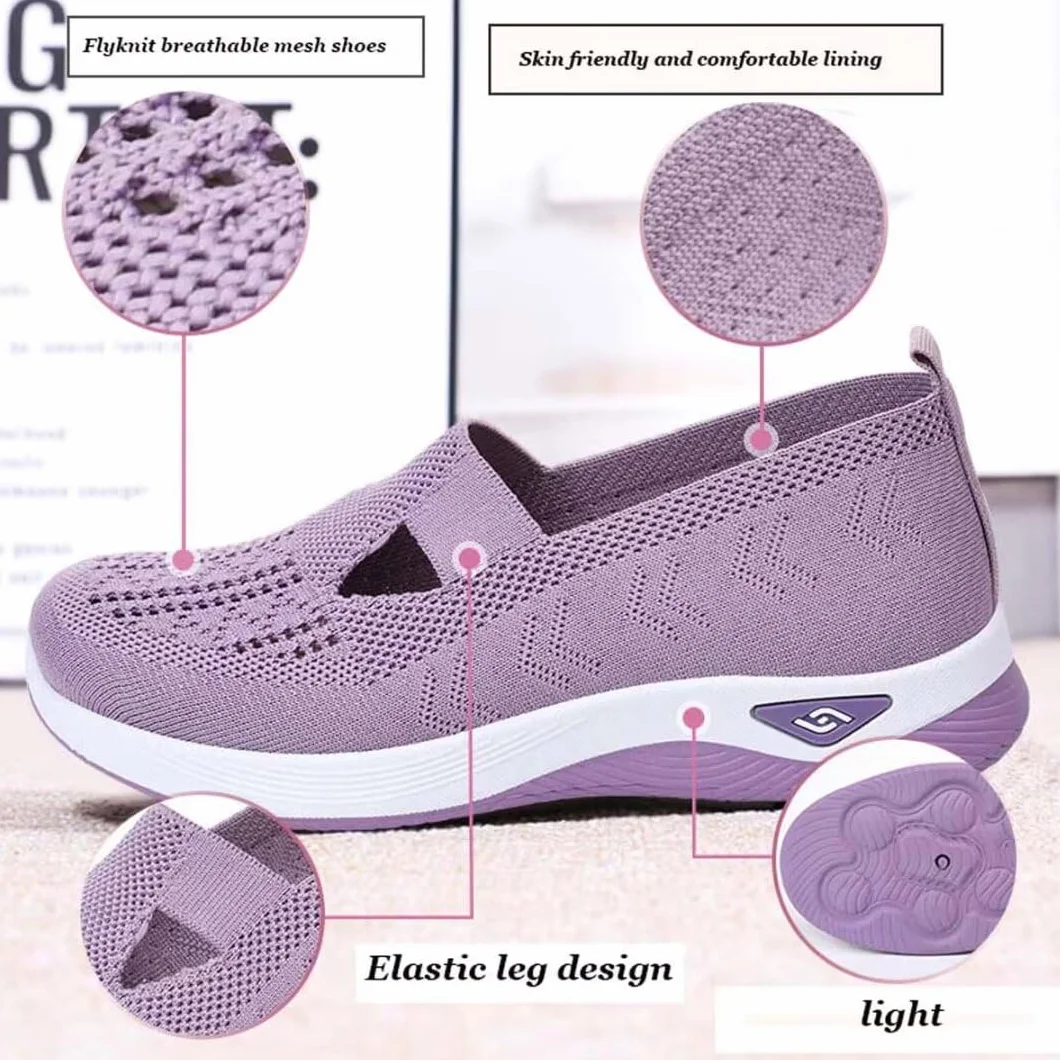 Damskie tkane ortopedyczne oddychające miękkie buty do chodzenia wsuwane buty z pianki cukrzycowej bez użycia rąk wsuwane trampki wsparcie łuku