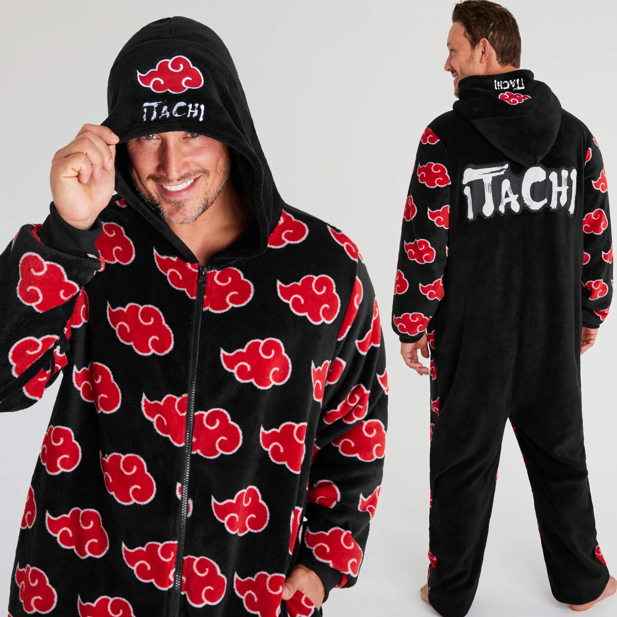 Naruto Męski jednoczęściowy (3XL, czarny/czerwony)