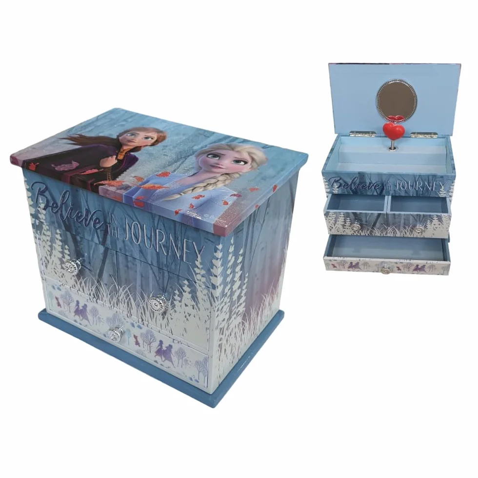 Pudełko na biżuterię z pozytywką Kraina lodu Disney szkatułka na biżuterię szafka muzyczna 6,5 x 14,5 x 11,5 cm
