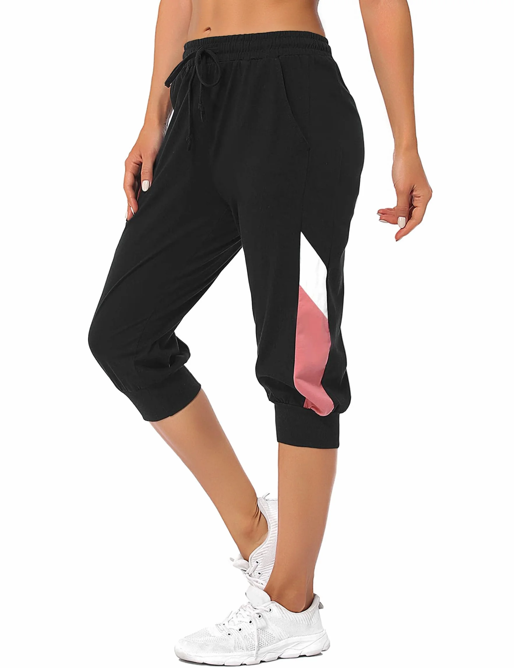 Marvmys Spodnie dresowe 3/4 Damskie 100% Bawełniane Spodnie Sportowe Damskie Letnie Spodnie Sportowe Damskie Spodnie Sportowe Damskie Casual Trening Wear Jogging Midi Spodnie do Jogi Damskie Z