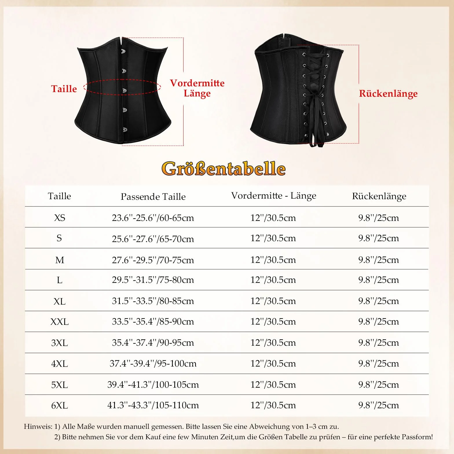 TRIWORKS Gorset damski gorset gorset pod biustem satynowy Lace Up Waist Cincher na Halloween i karnawał XS-6XL