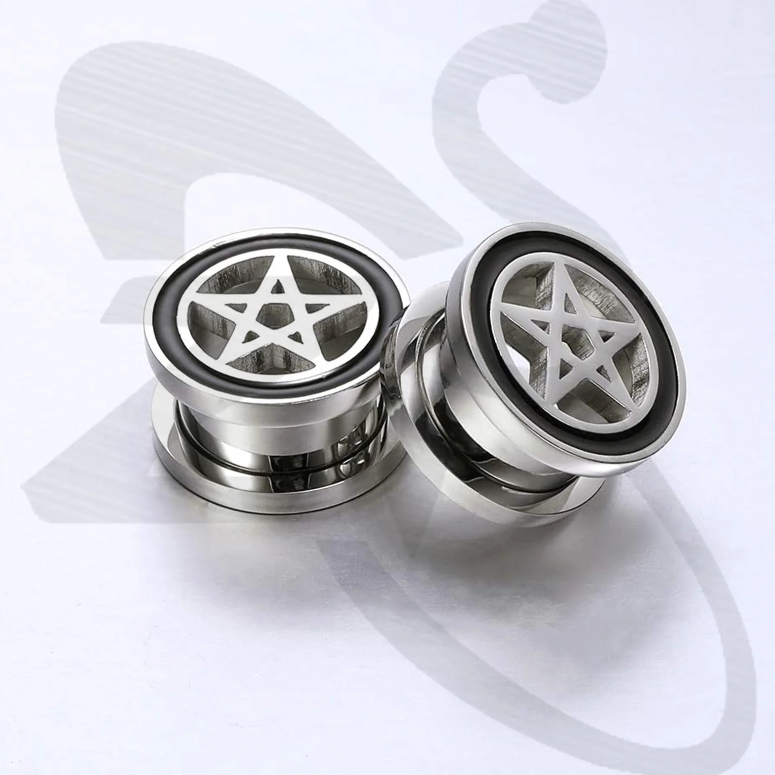Pentagram Star Ear Plug Tunele Piercing ze stali nierdzewnej 316L do przekłuwania uszu