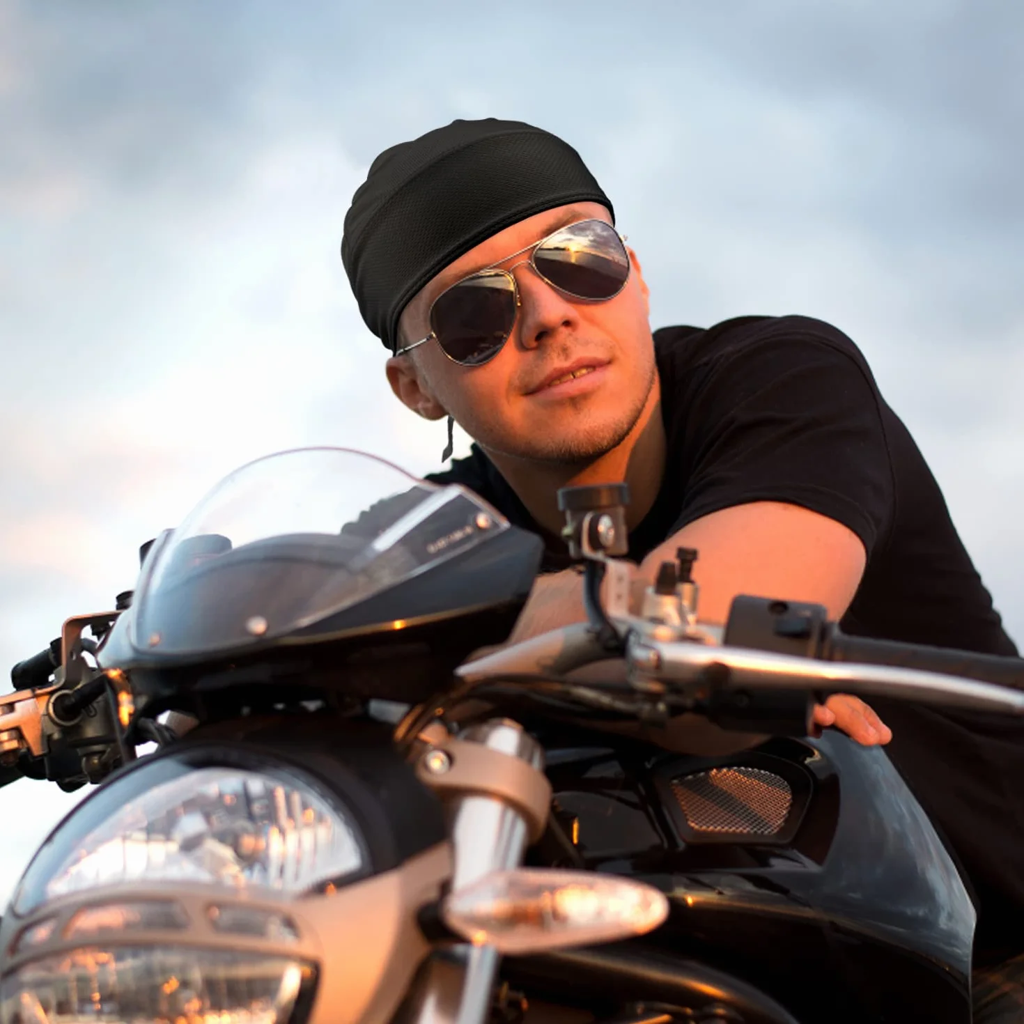 Chusta piracka bandana Cap Durag nakrycie głowy motocykl chusta na głowę pod kask rowerowy chusta piracka lato, czarny, 50-65