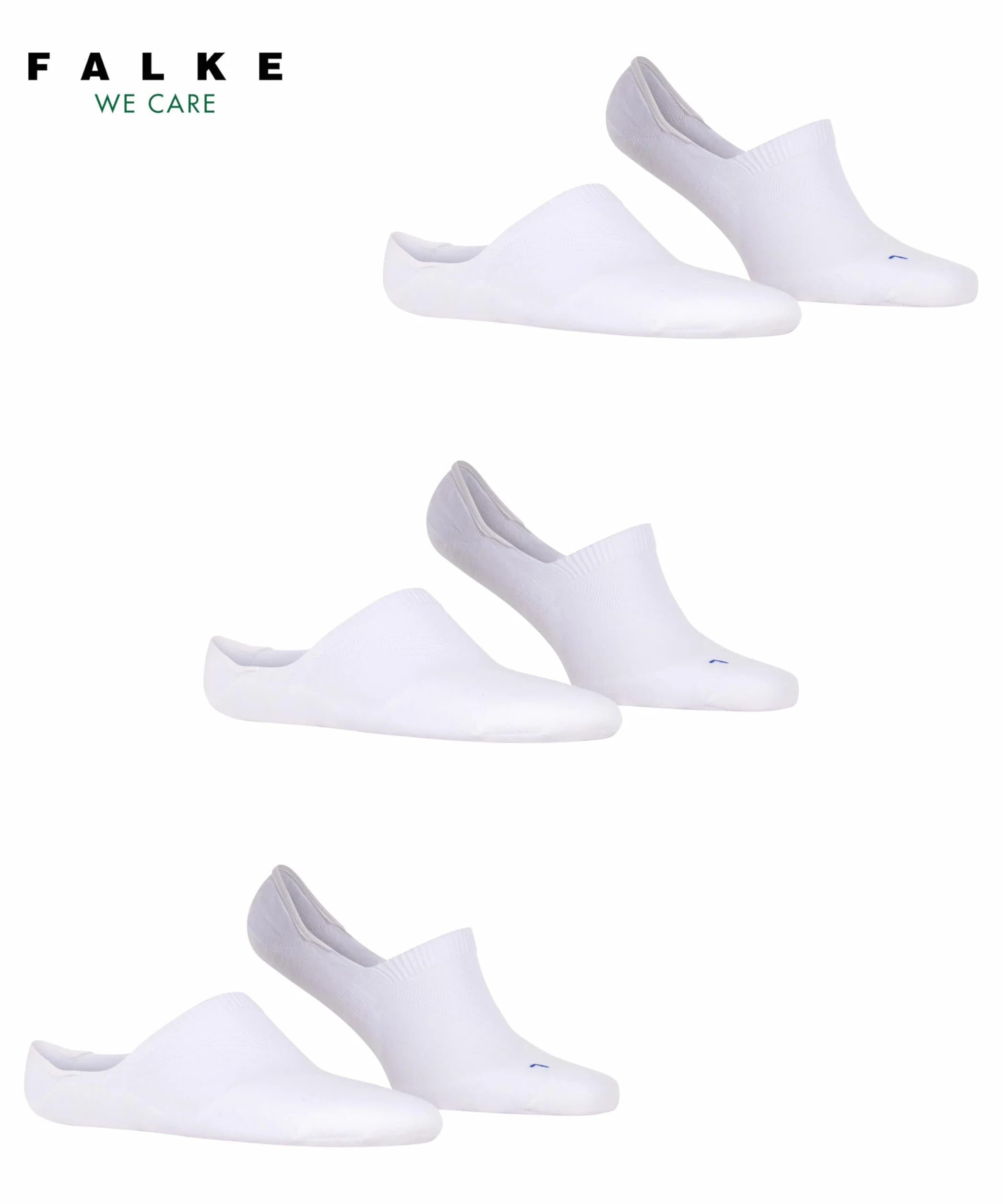 FALKE Uniseks Stopki Cool Kick Invisible Multipack U In Oddychający I Szybkoschnący niewidoczne jednokolorowe 3 Pak, Biały White 2000, 44-45