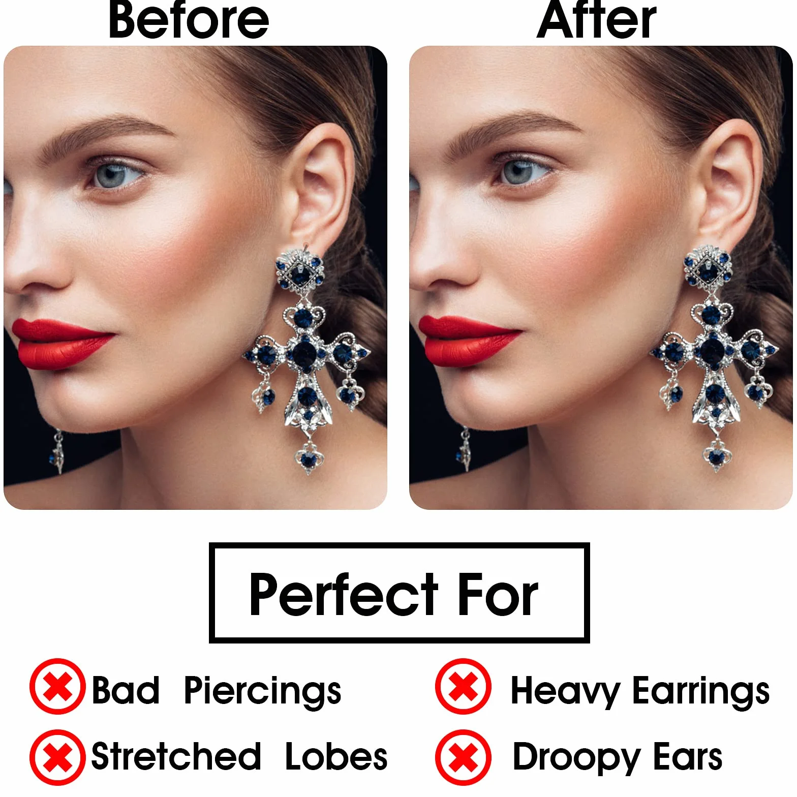 ASTER 2 pary regulowanych klipsów do kolczyków, hipoalergiczny podnośnik do płatków uszu, damskie zapięcia, Srebro szterlingowe