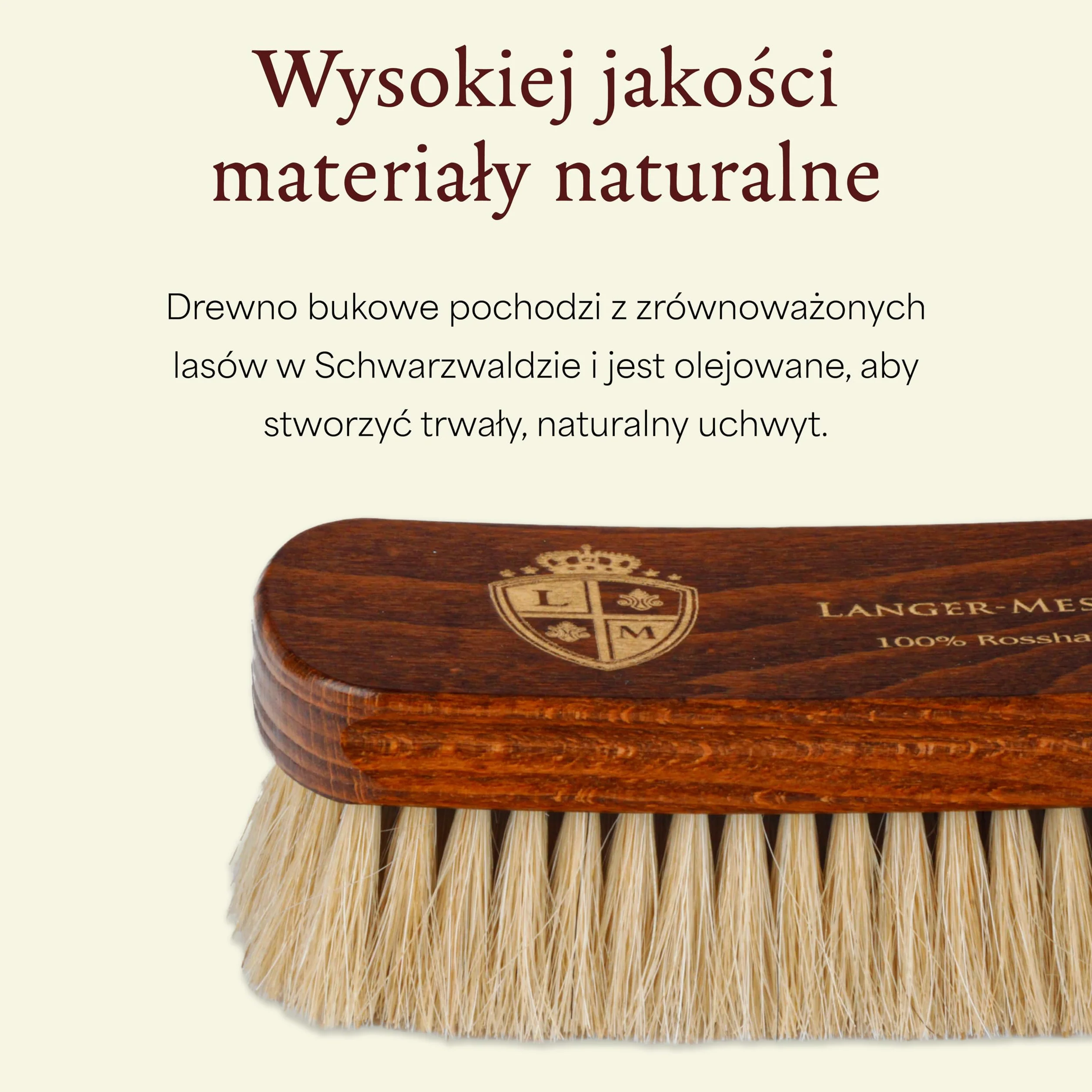 Langer & Messmer szczotka do butów z delikatnego włosia końskiego do efektywnego polerowania butów – szczotka polerska do profesjonalnej pielęgnacji obuwia – pojedyncza jasna