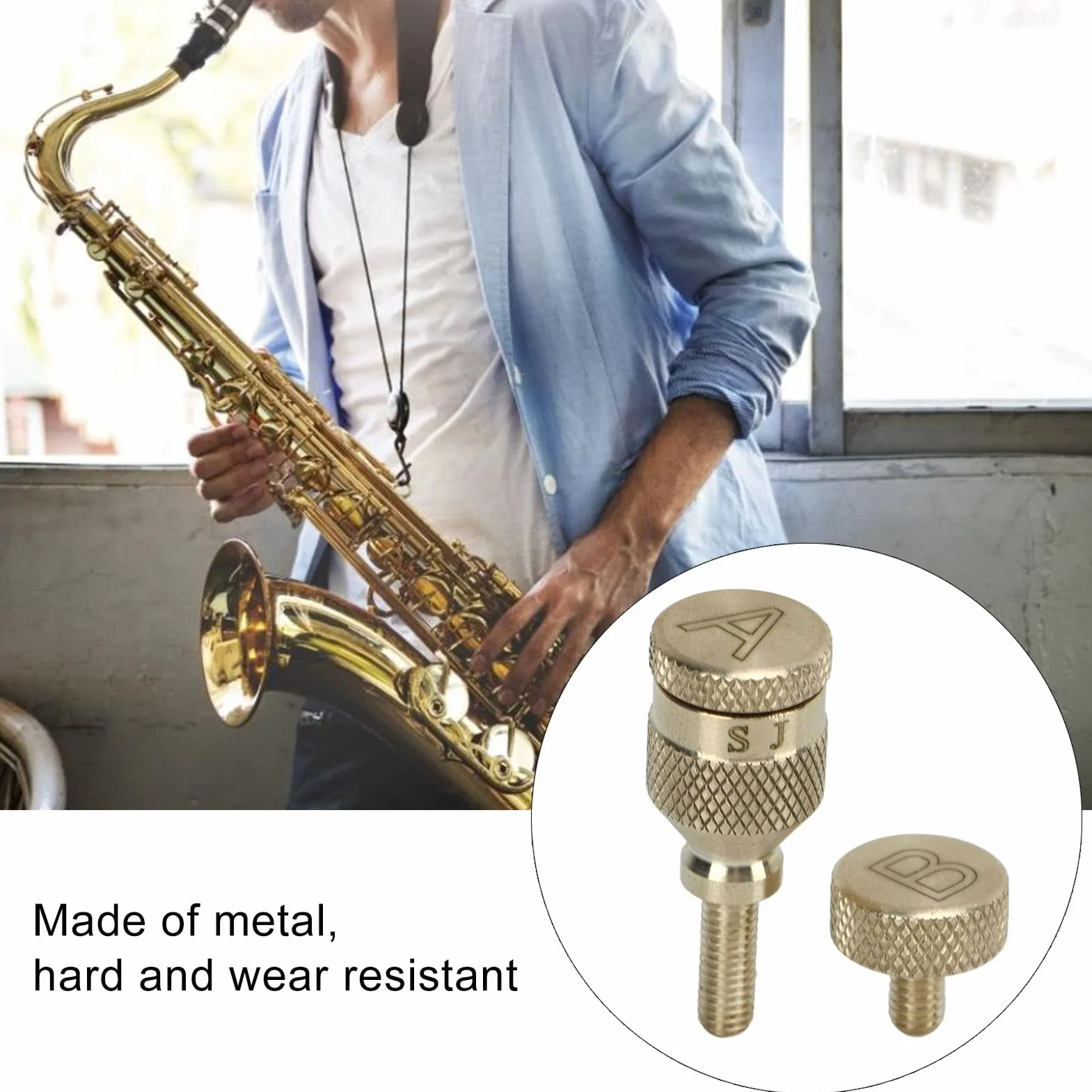 Śruba na Szyję Saksofonu, 2 Szt. 4mm Saksofon Śruba metalowa Złoty Sax Neck Screw Zakrzywiona Szyjka Saksofonu śruby Dokręcające dla Saksofonów Sopranowych, Tenorowych, Sopranowych