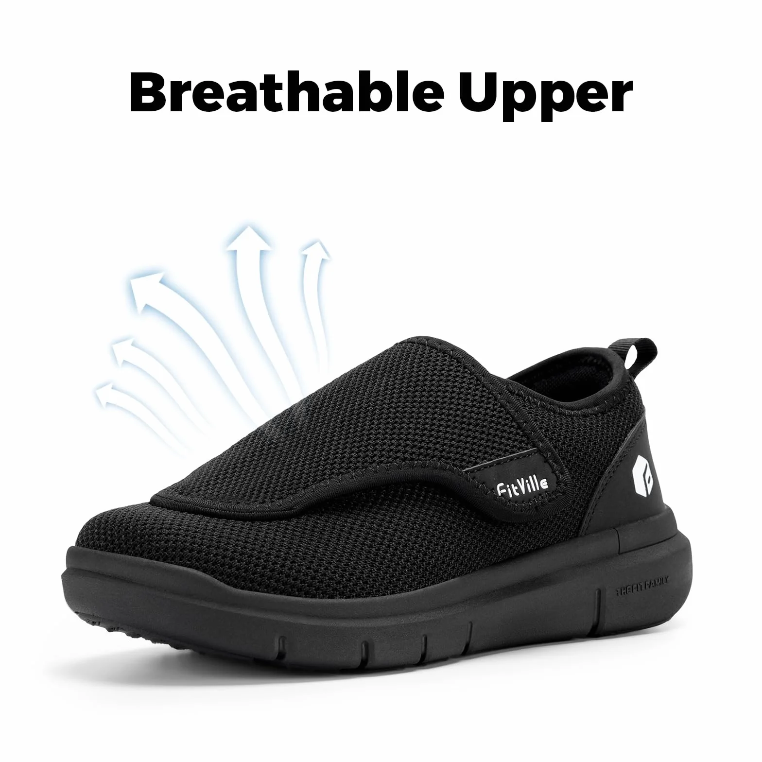 FitVille Buty dla mężczyzn, bardzo szerokie, wsuwane, na opuchnięte stopy, regulowane, buty do chodzenia – EasyTop Wings V2