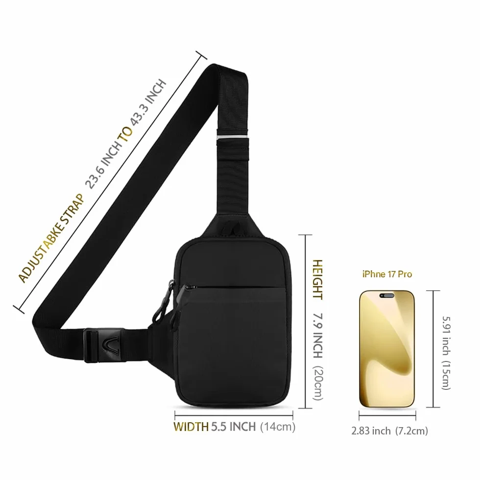 Simptech Mini torba crossbody, pasek, do biegania, uchwyt na telefon, podwójna kieszeń, wodoodporna, bez użycia rąk, dla biegacza, do treningu, wędrówek, jazdy na rowerze, podróży