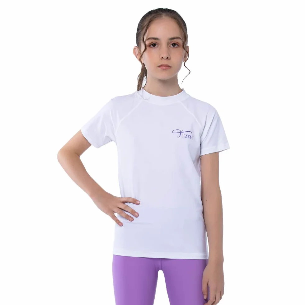 Dziewczęca koszulka kąpielowa z krótkim rękawem UV UPF50 + szybkoschnący Rashguard