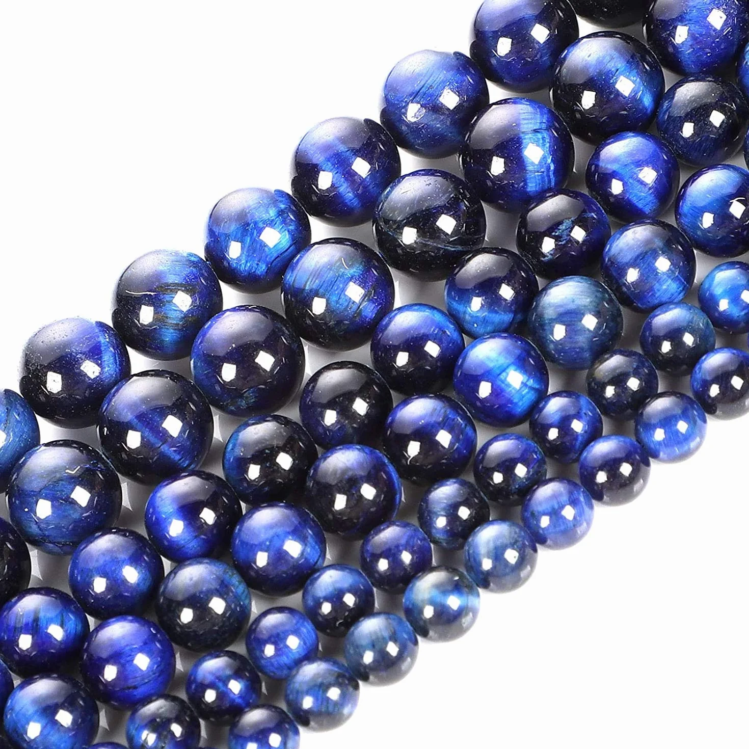 Zoya kamienie szlachetne i biżuteria, 35,5 cm sznurek 6 mm koraliki z naturalnego kamienia, lapis lazuli, tygrysie oko, kryształ szlachetny / gładkie okrągłe luźne koraliki do produkcji biżuterii (bransoletka, naszyjnik, kolczyki) - ciesz się zabawą DIY,