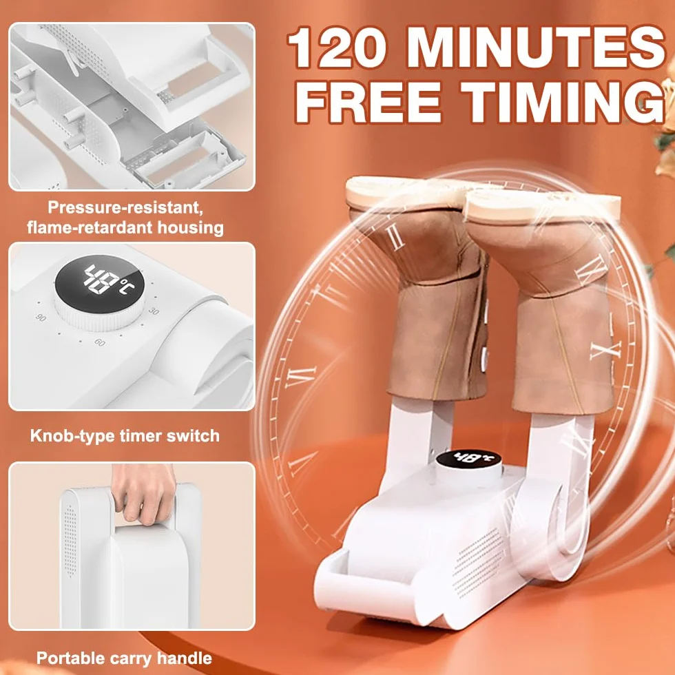 Shoe Dryer elektryczna suszarka do butów, z timerem, odporna na promieniowanie UV, antybakteryjna, gorące powietrze 360°, do butów zimowych, butów przeciwdeszczowych, butów do piłki nożnej