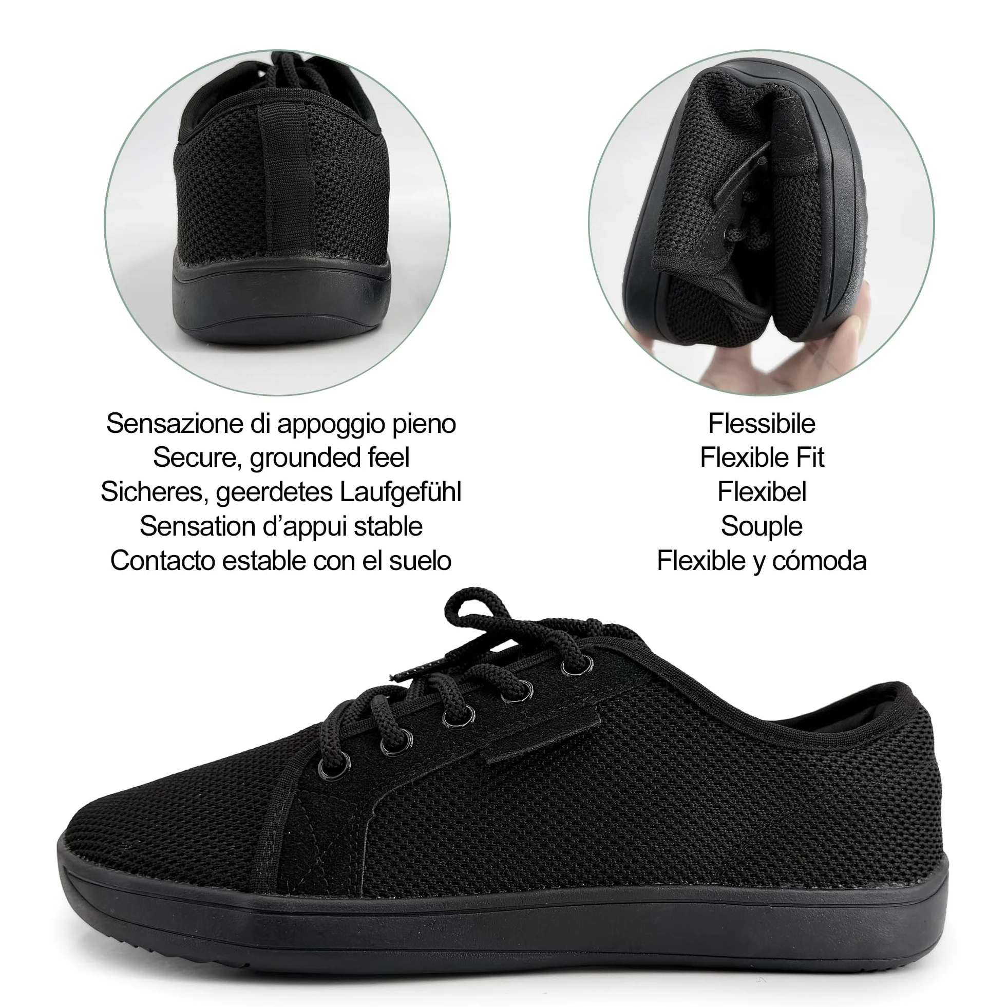 JOMIX Barefoot Buty do chodzenia Męskie szerokie rośliny Wygodne trampki Lekkie i elastyczne oddychające cholewka z siatki antypoślizgowe stabilne podparcie do codziennego użytku