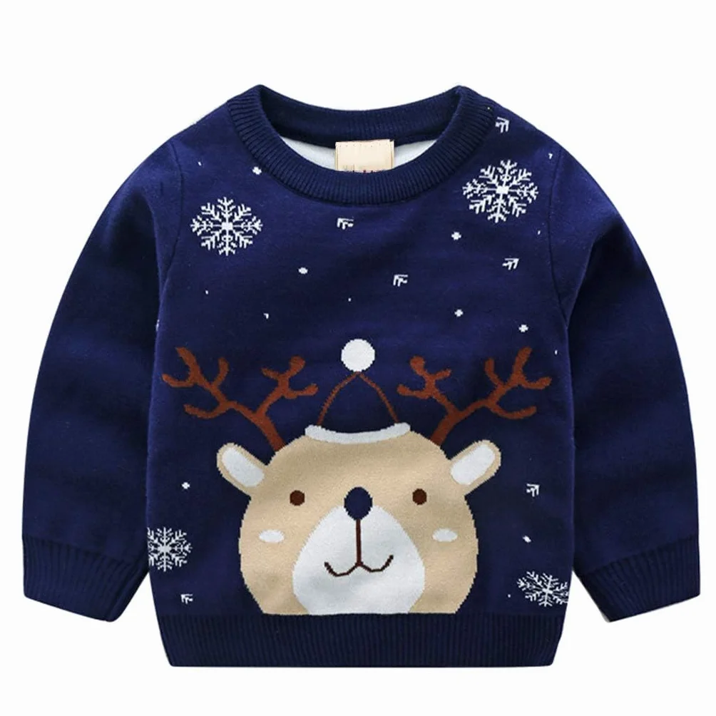 JiAmy Dziecięcy świąteczny sweter świąteczny sweter bluzy dla dziewczynek chłopców, J, 2 lat