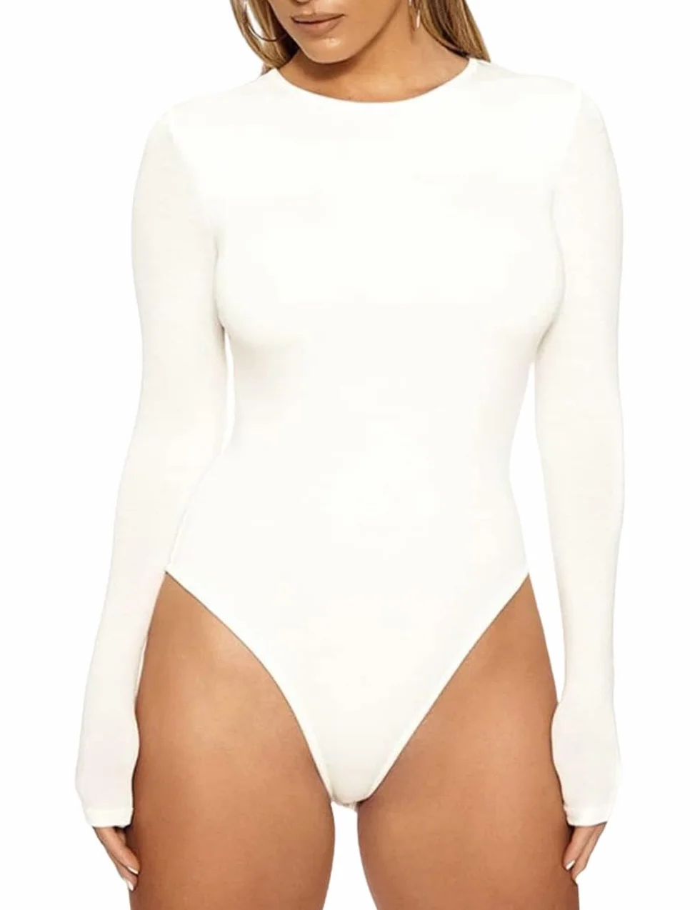 Body damskie z długim rękawem, eleganckie body z długim rękawem, seksowne body z okrągłym dekoltem, wąskie, damskie body ze streczem, długie rękawy, koszulka z długim rękawem