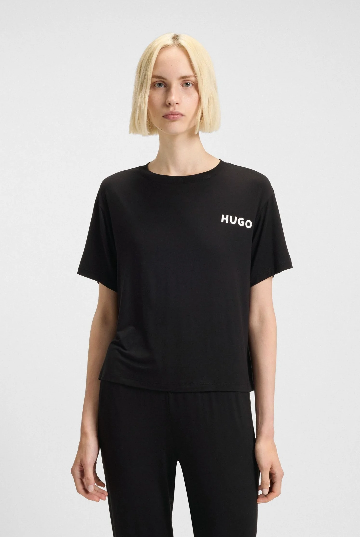 HUGO Damska piżama Unite T_Shirt, Black 1, S, czarny (Black1), S