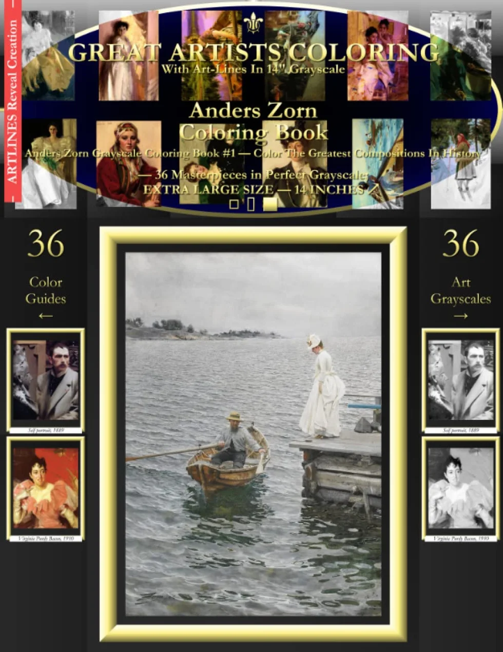 Anders Zorn Coloring Book: Anders Zorn Grayscale Coloring Book #1 - Color The Greatest Compositions In History