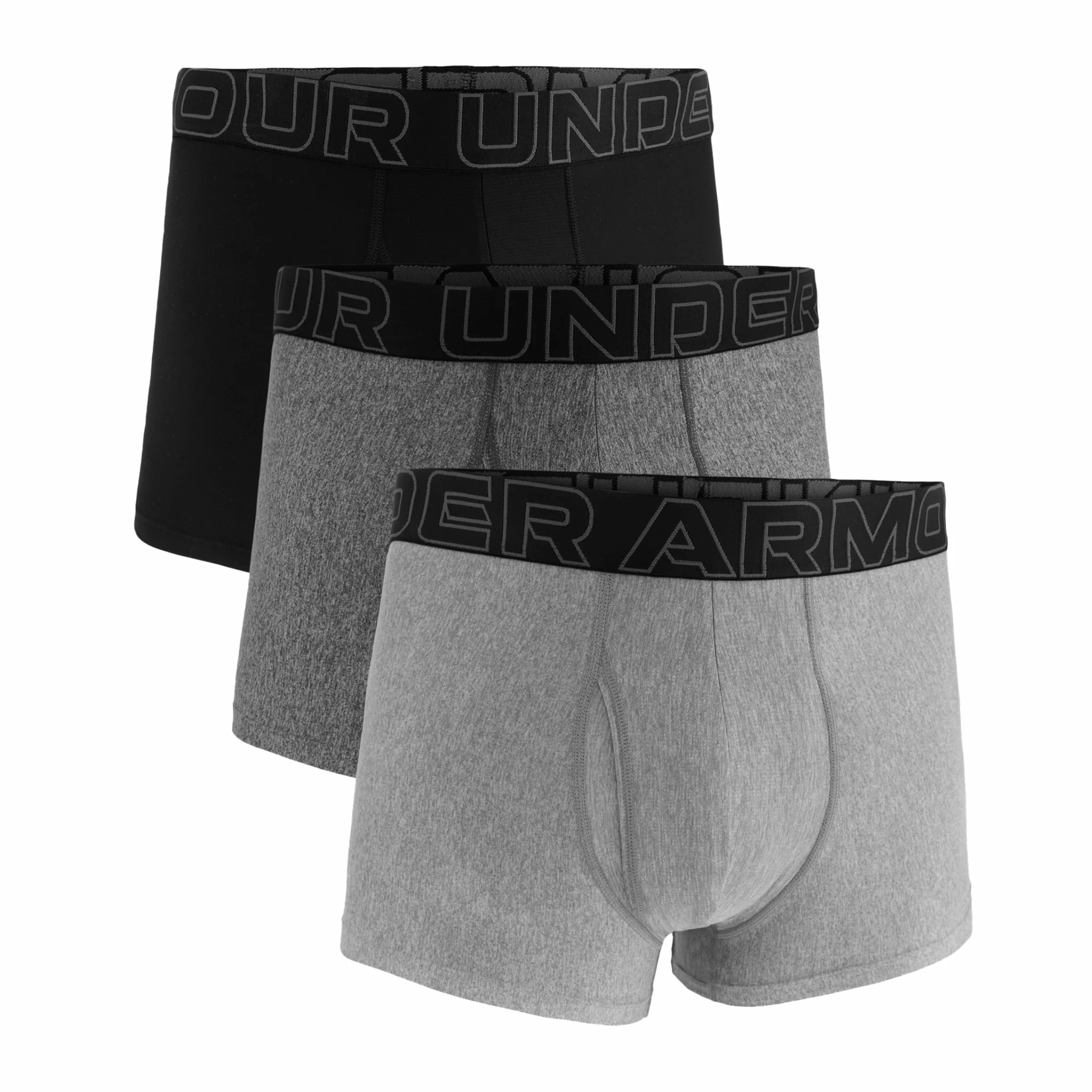 Under Armour Męskie bokserki Performance Tech 7,6 cm 3-pak solidnych bokserek, Steel Heather/Castlerock Heather/czarny, XL, Steel Heather/Castlerock Heather/Czarny, XL