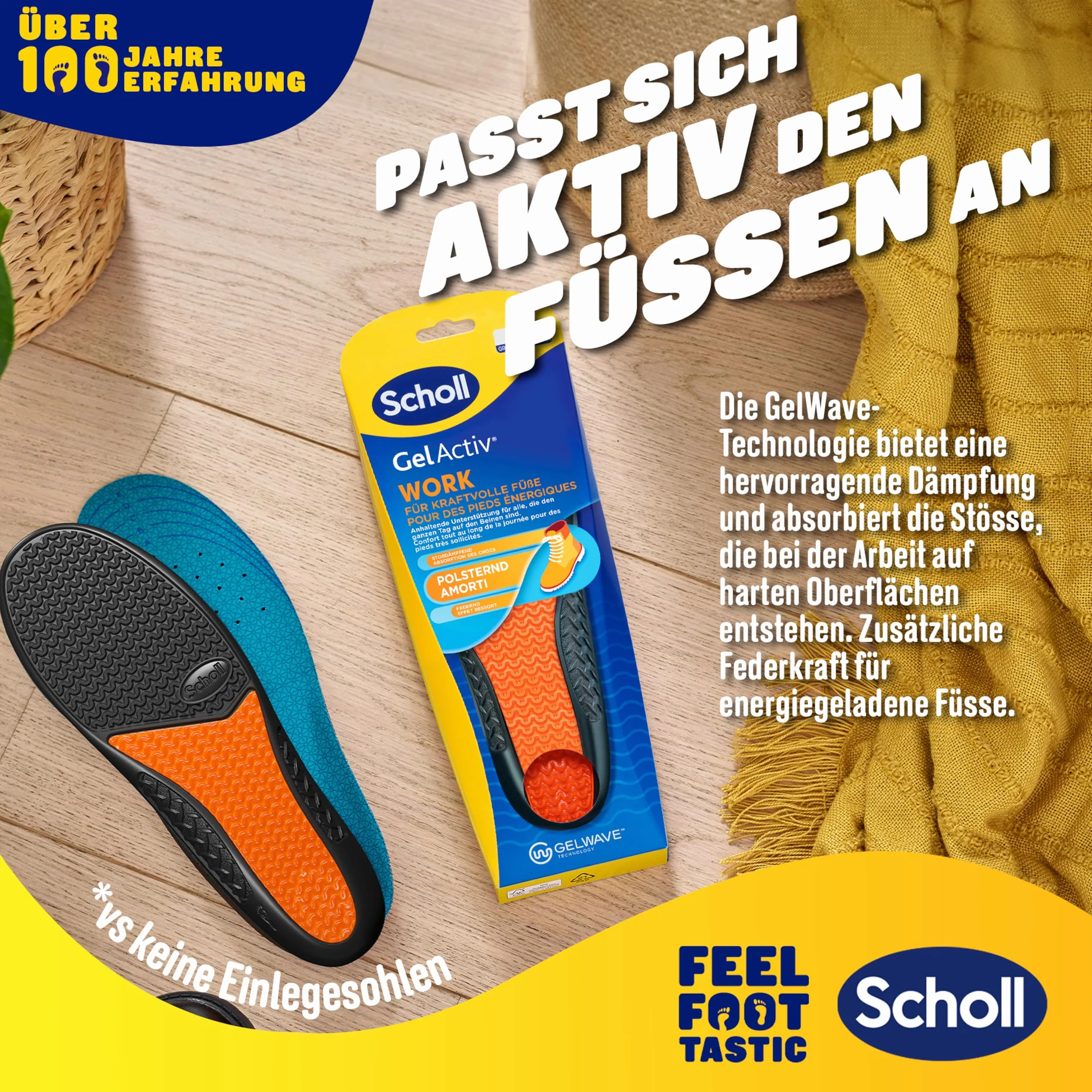 Scholl Gel Activ Work wkładki dla mężczyzn, rozmiar 40-43