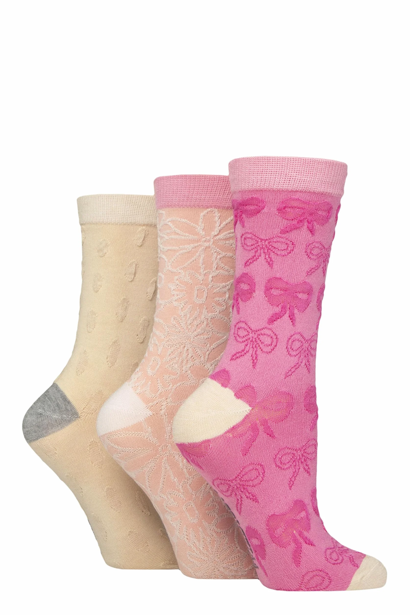 SockShop Wildfeet Damskie 3 pary teksturowanych skarpet bambusowych, miękkie, oddychające, lekkie, na co dzień, z subtelną wzorzystą dzianiną, stylowe dopasowanie do pracy, na co dzień lub na co dzień
