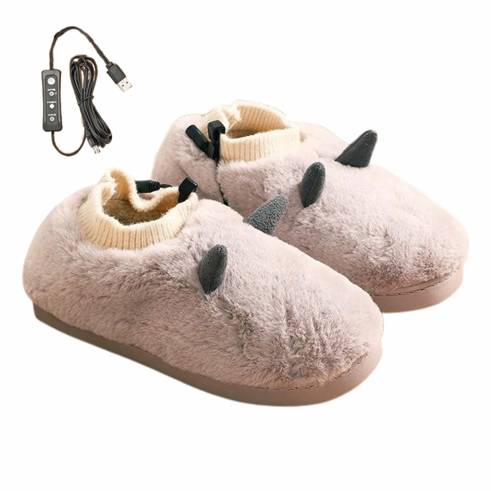 Ogrzewane kapcie dla kobiet, ogrzewane kapcie z możliwością ponownego ładowania, ogrzewane buty na USB, ogrzewane kapcie z USB, puszyste pluszowe kapcie do domu, na podróż