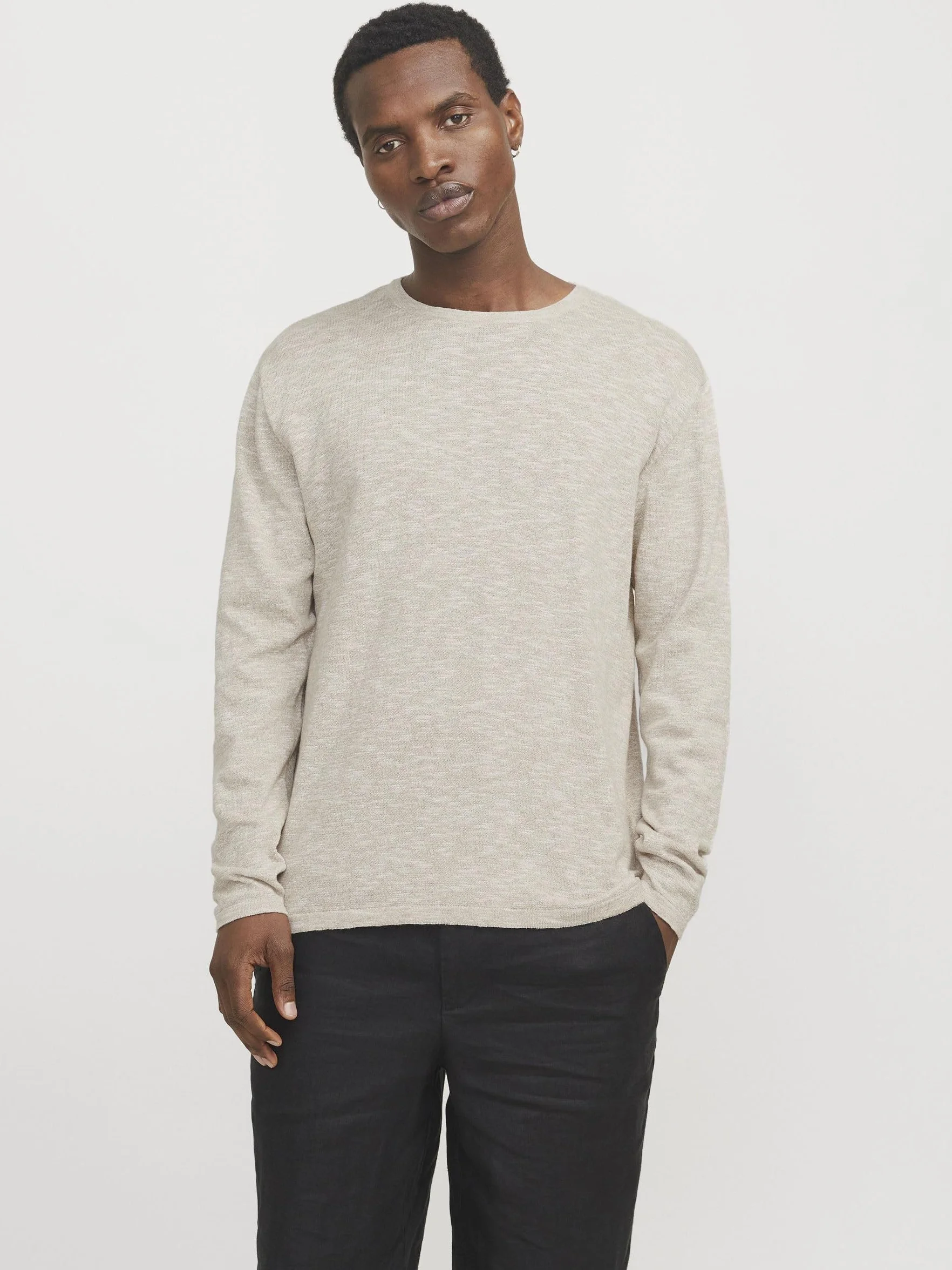 Jack & Jones YJESUMMER Knit Crew Neck SN, Crockery/Szczegóły: W. White, M