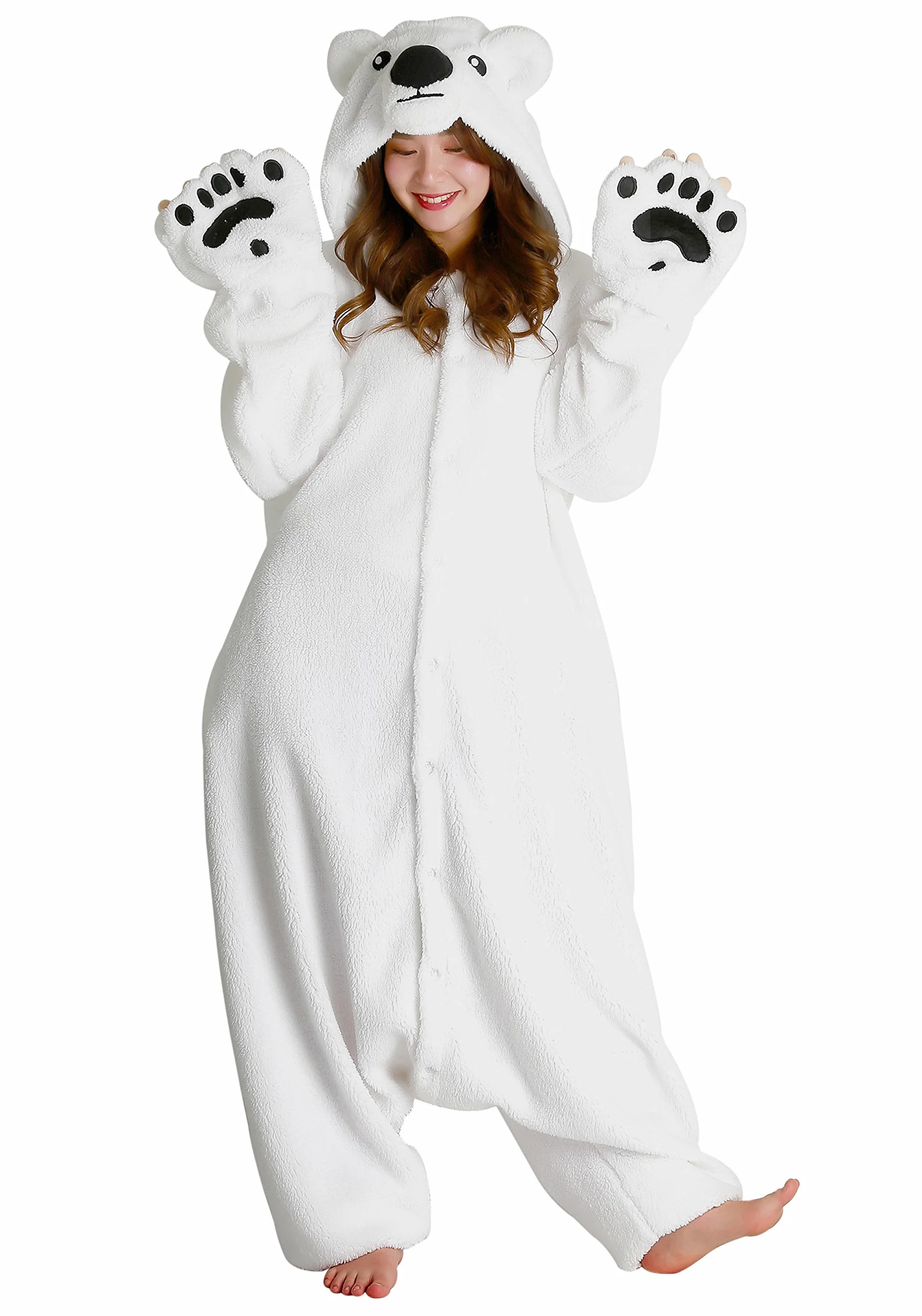 Kombinezon Niedźwiedź Polarny Onesie Kigurumi Jednoczęściowy Kostium Jumpsuit | SAZAC Kigurumi | Halloween i Karnawał | dla Dzieci i Dorosłych | Jeden Rozmiar Pasuje Wszystkim (155 – 180+ cm)
