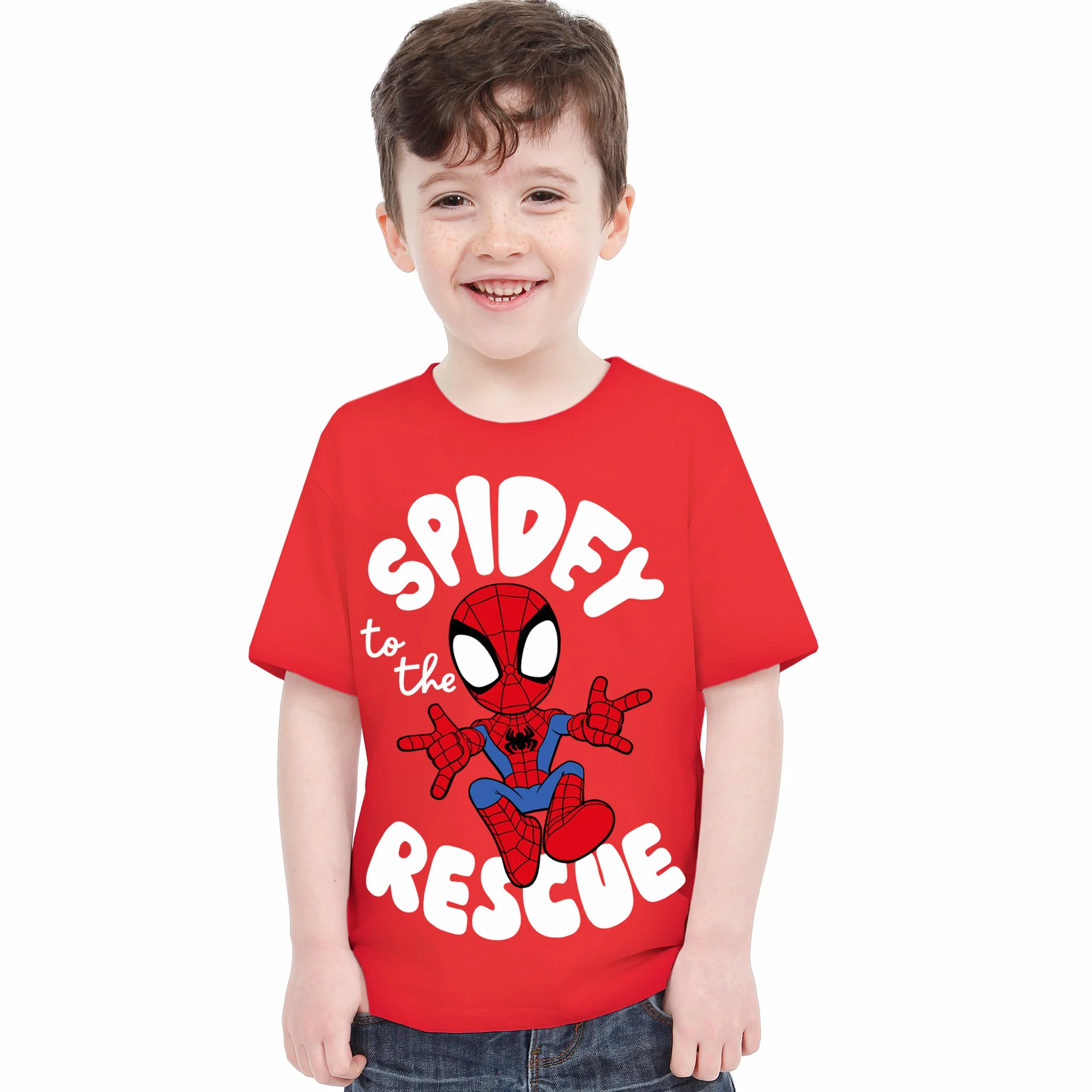Koszulka Marvel Spiderman | T-shirt Chłopięcy Spidey And His Amazing Friends | Koszulki Chłopięce Spidey | Czerwony 128