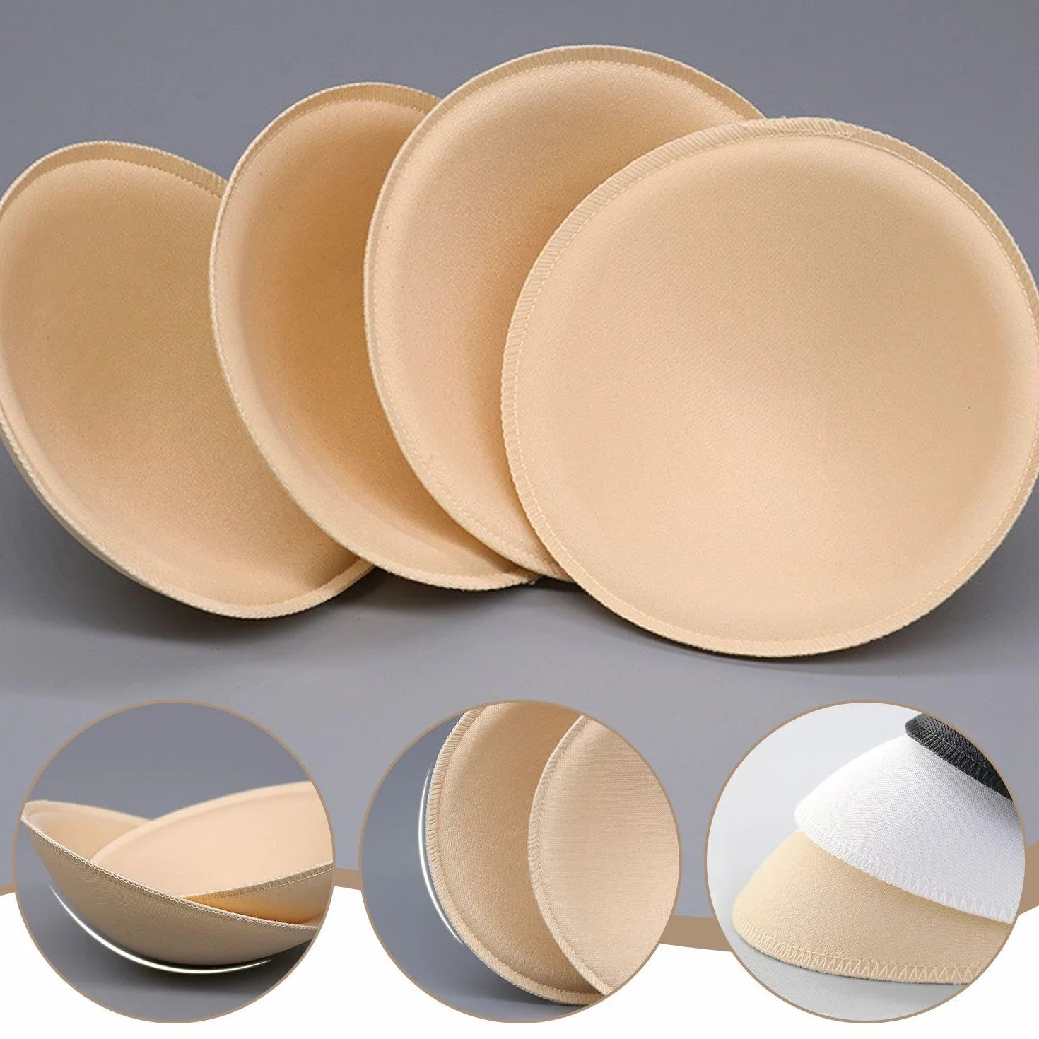 6 par okrągłych miseczek absorpcyjnych, wyjmowane miseczki chłonne, miseczki na biustonosze, miseczki z pianki absorpcyjnej, akcesoria do biustonosza, czarne, M