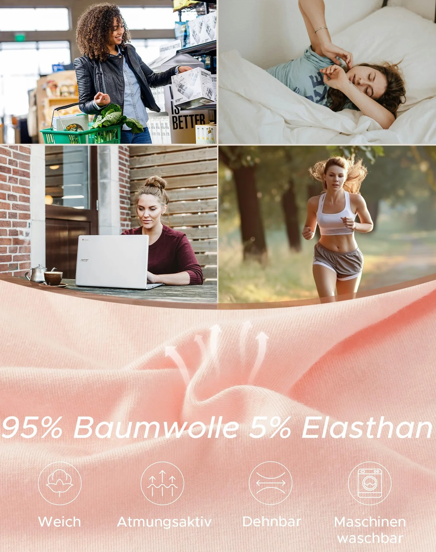 INNERSY Bielizna damska, wygodne majtki bawełniane, wielopak, oddychające majtki, 6 sztuk