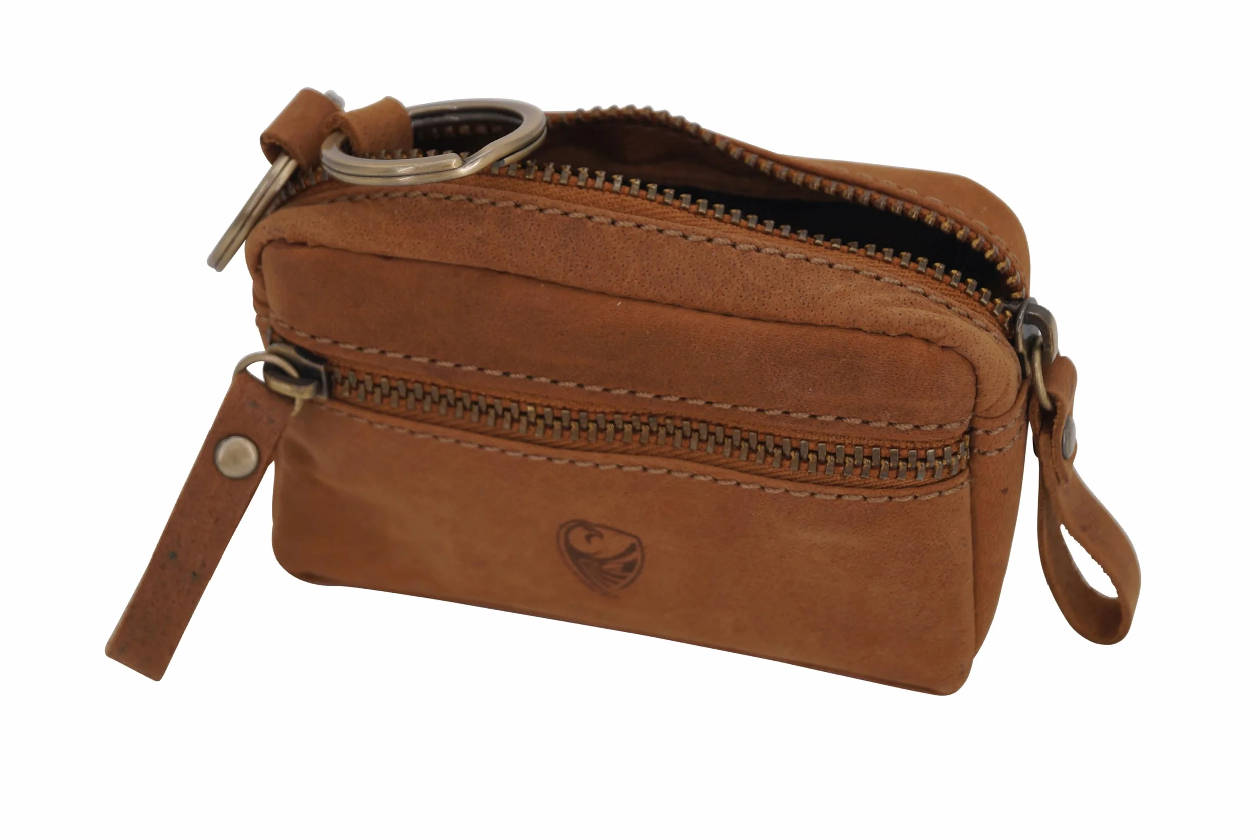 GERMANUS Etui na klucze, etui na kluczyki, breloczek 4051, skóra, jasnobrązowy, Einheitsgröße, klasyczny