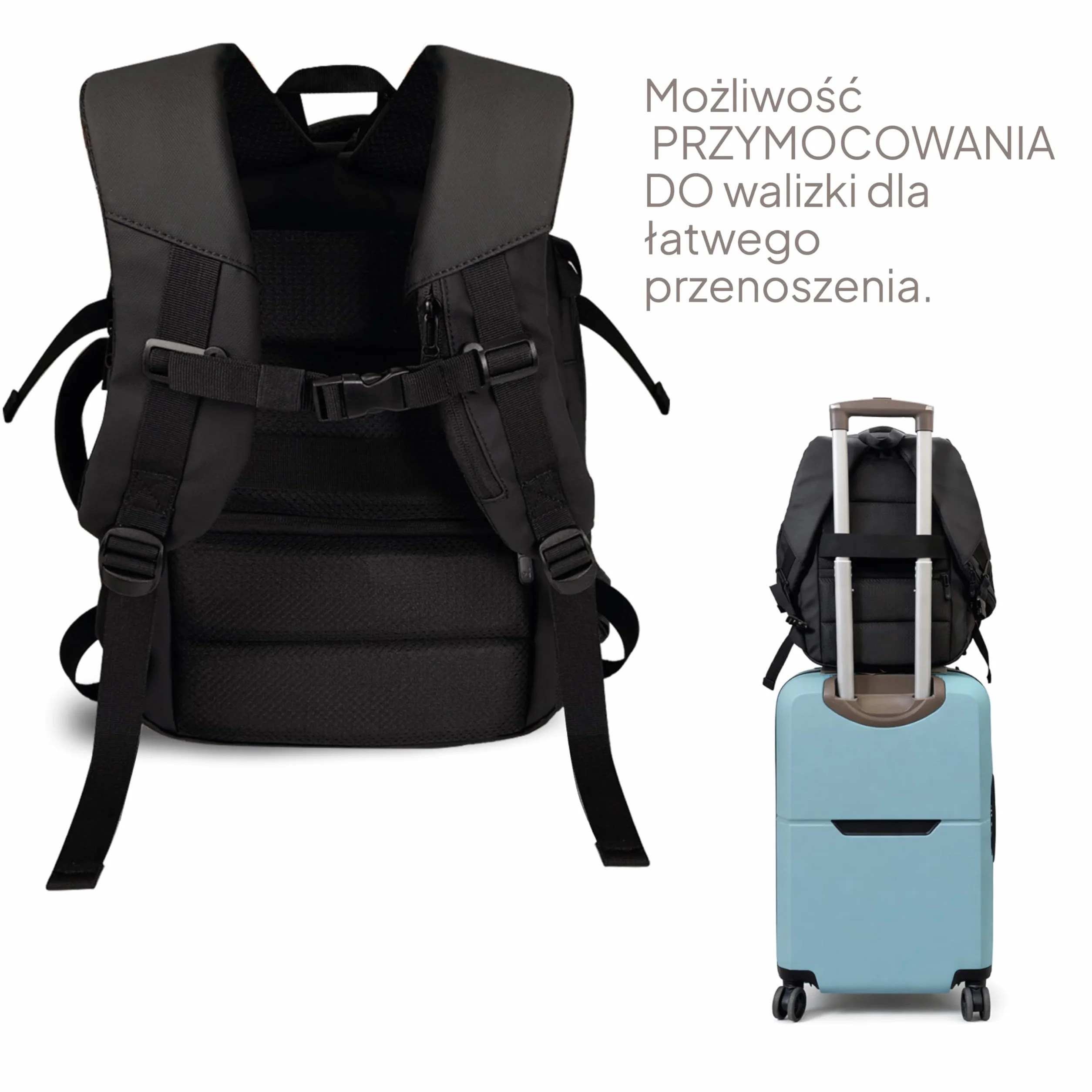 OcioDual Plecak podróżny do kabiny samolotu 55x40x20 Bagaż podręczny z możliwością powiększenia do 55x40x25 cm dla (Iberia, Easyjet, Lufthansa, Air France) Męska damska walizka kabinowa Przegroda