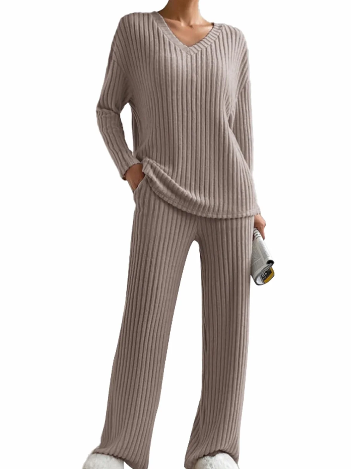 SHEKINI Casual Pullover Set Soft Comfortable Women Set Dres Dress Garnitur for V-Neck Clothing Comfortable Piżama Set Fashion
