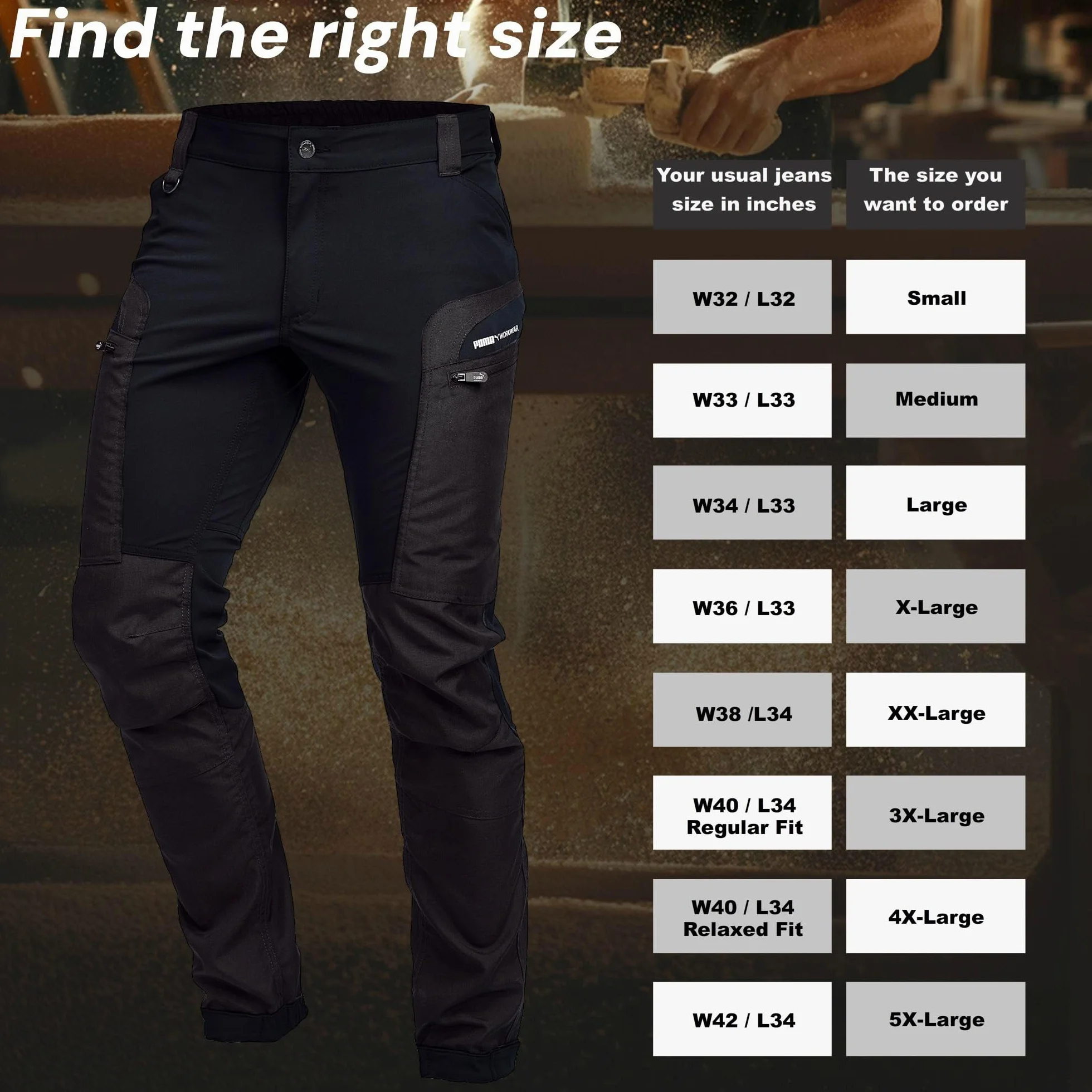 PUMA Workwear Pro-One Outdoor spodnie robocze – wytrzymałe, oddychające i trwałe – idealne spodnie do wędrówek, wspinaczki górskiej, bushcraftu i prac na zewnątrz