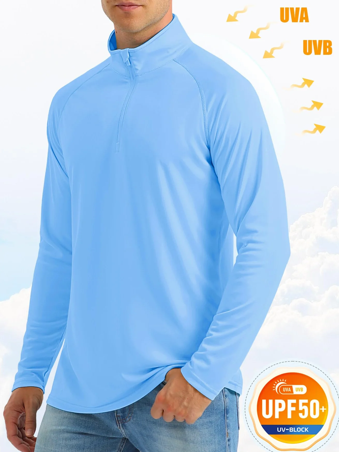 MAGCOMSEN Rashguard koszulka męska, z zamkiem błyskawicznym 1/4, UPF 50+, koszulka sportowa, szybkoschnąca, funkcjonalna