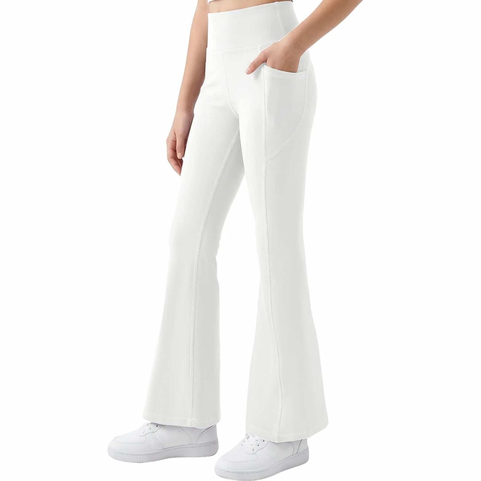JinBei Legginsy dla dziewcząt, legginsy sportowe, wysoka talia, miękkie, elastyczne spodnie do jogi z 2 kieszeniami, wygodne spodnie sportowe, spodnie do biegania, spodnie sportowe, spodnie sportowe