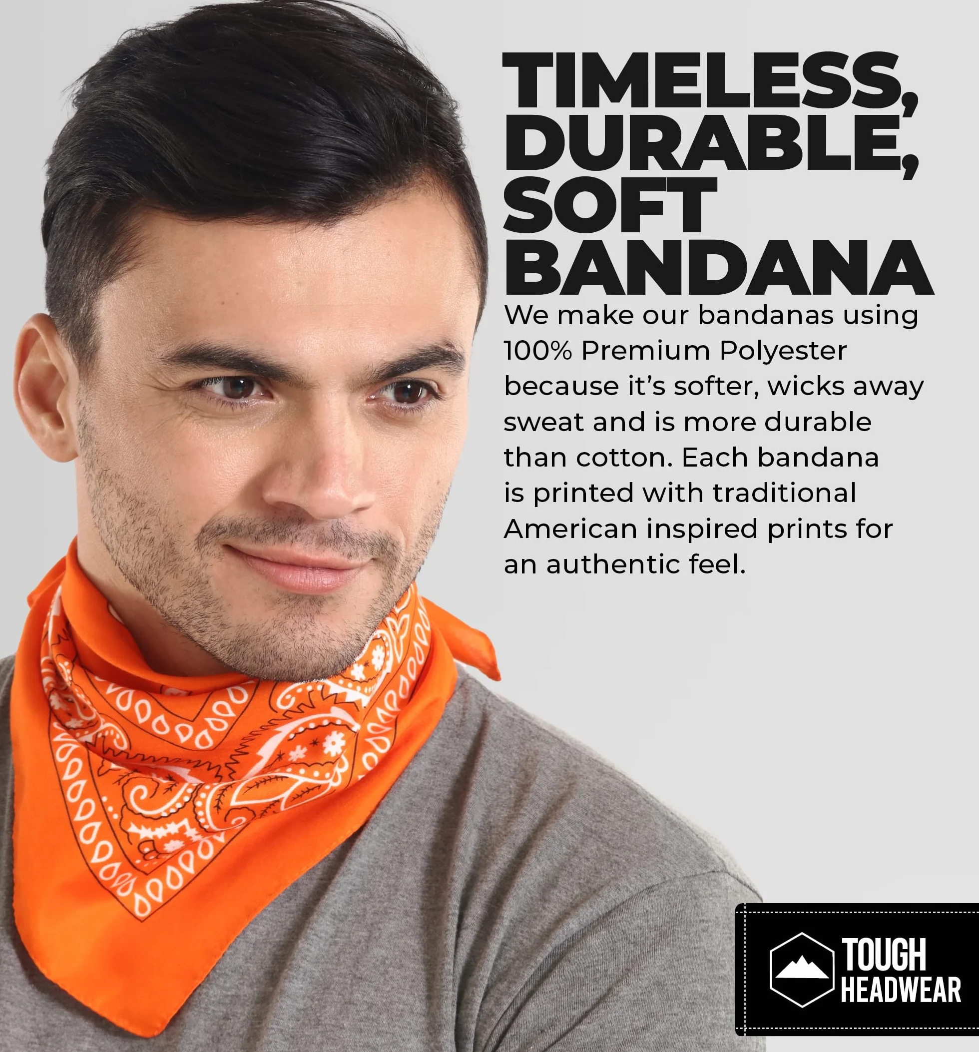 Tough Headwear Duża bandana opaska na głowę - chustka bandany dla mężczyzn i kobiet - Paisley Bandana Pack - szalik kowbojski