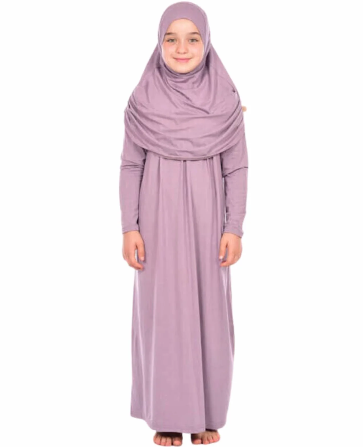 Prien Dziecięca sukienka modlitewna muzułmańska odzież dla dziewczynek z długim rękawem Abaya z hidżabem dwuczęściowy zestaw maxi islamski szalik kaftan Jilbab