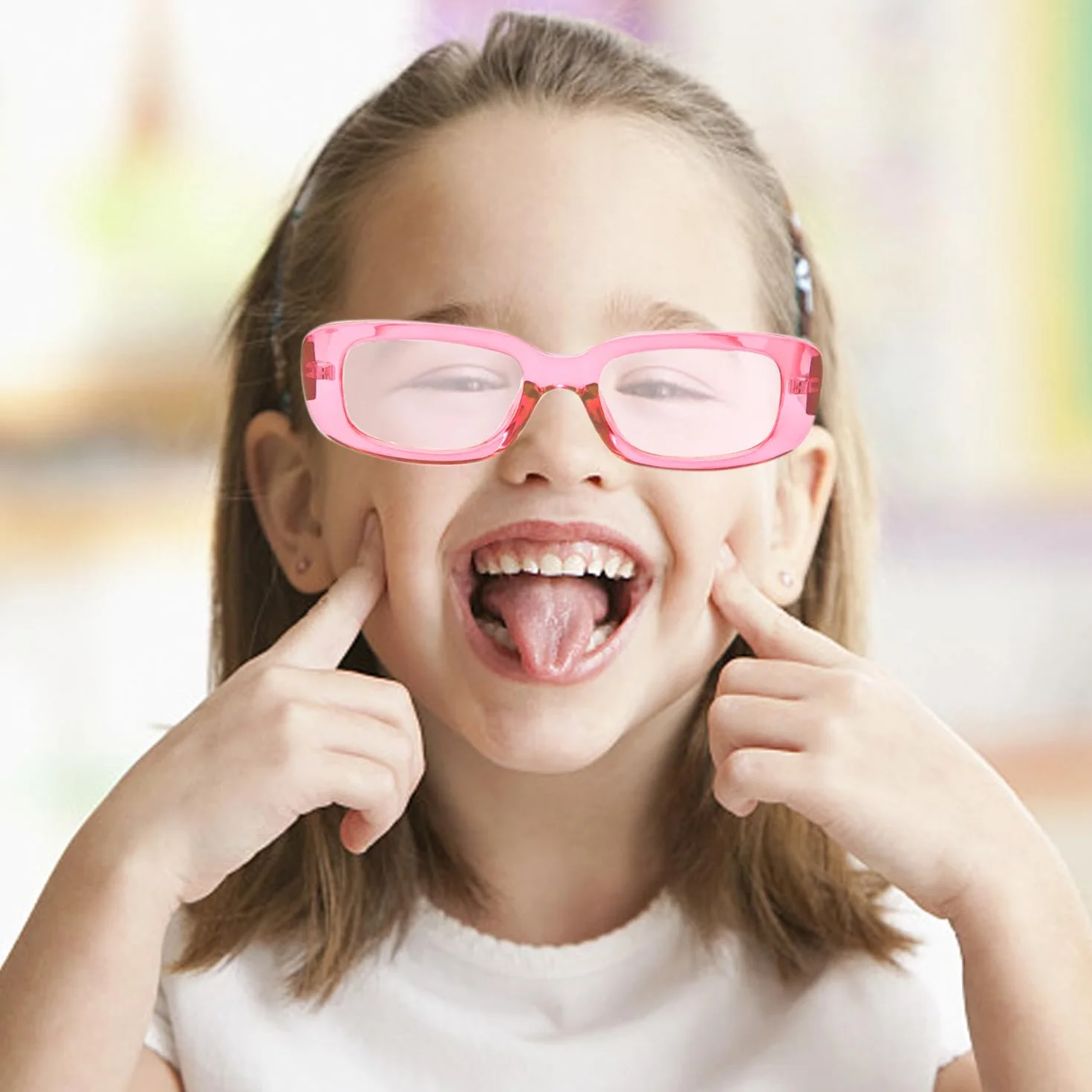 1 różowe okulary i 1 torba na okulary, modne okulary przeciwsłoneczne, prostokątne okulary przeciwsłoneczne, okulary przeciwsłoneczne retro, akcesoria odzieżowe, Różowy, M