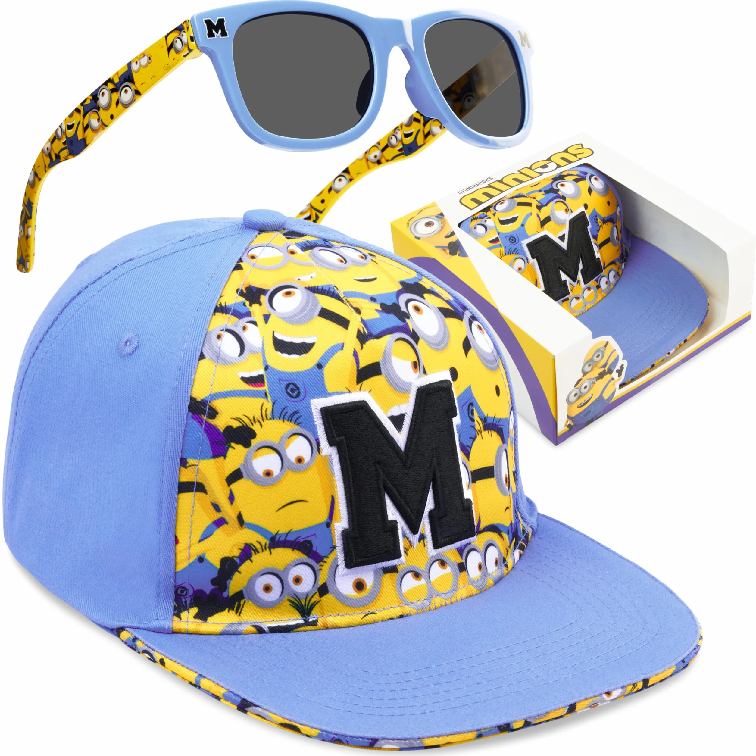 Minionki, czapka z daszkiem Spiderman i zestaw okularów przeciwsłonecznych, fajna czapka dla dzieci z ochroną przed promieniowaniem UV, prezent dla chłopców