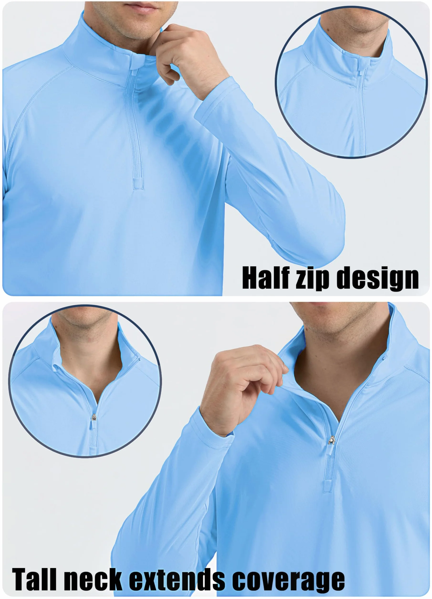 MAGCOMSEN Rashguard koszulka męska, z zamkiem błyskawicznym 1/4, UPF 50+, koszulka sportowa, szybkoschnąca, funkcjonalna