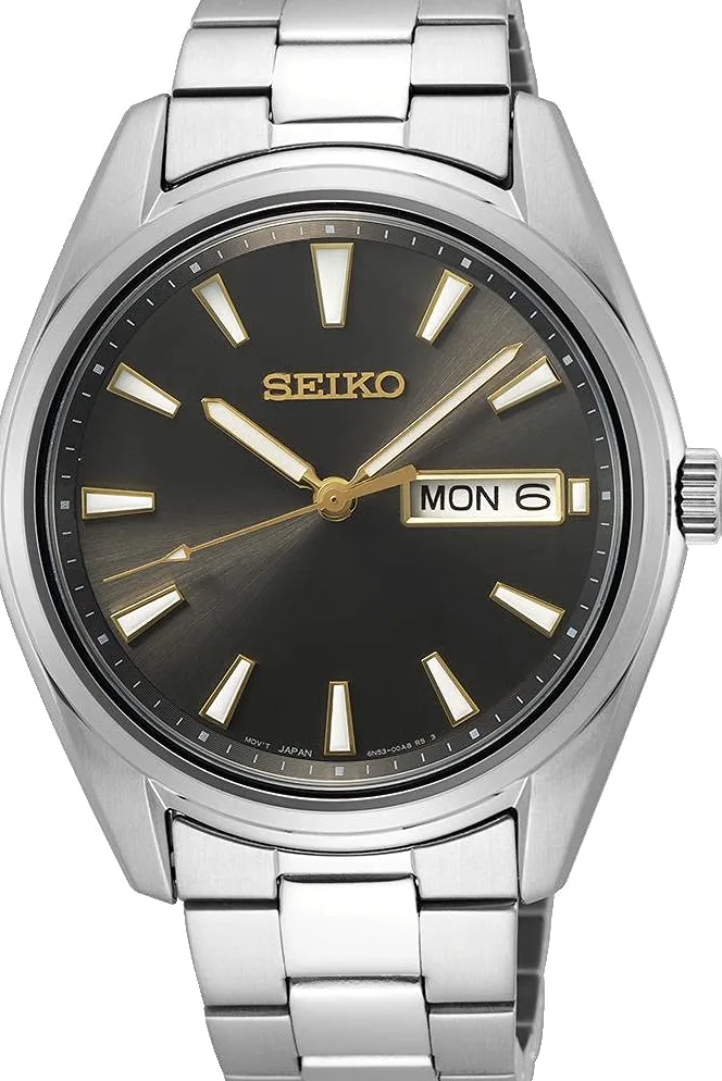 Seiko Zegarek męski kwarcowy stal szlachetna z paskiem ze stali szlachetnej SUR343P1, srebro, Rozmiar uniwersalny, bransoletka