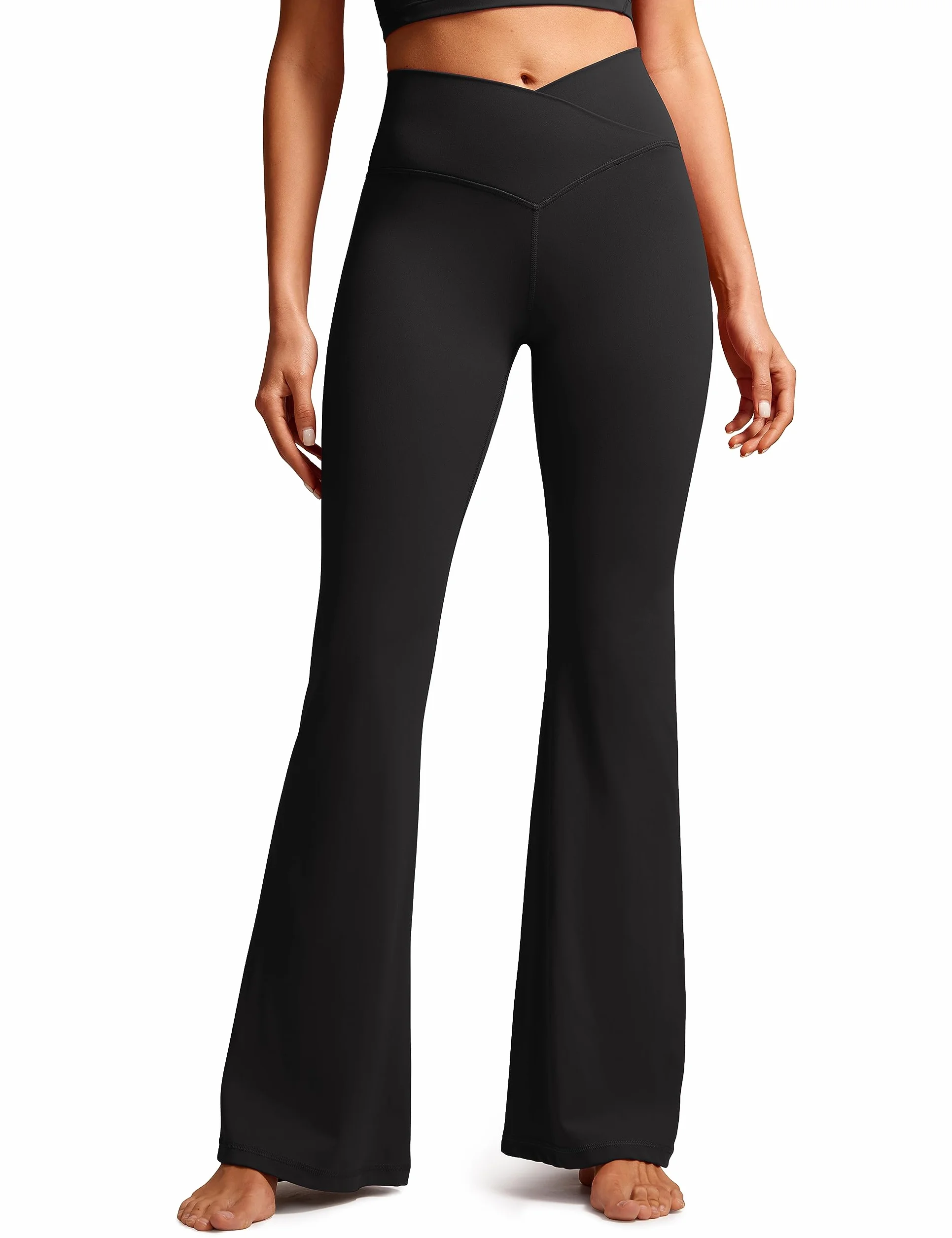 CRZ YOGA Damskie legginsy Butterluxe Crossover Flared Leggings - 29''/31''/33'' Legginsy treningowe z wysoką talią Stretch Bootcut Yoga Pants