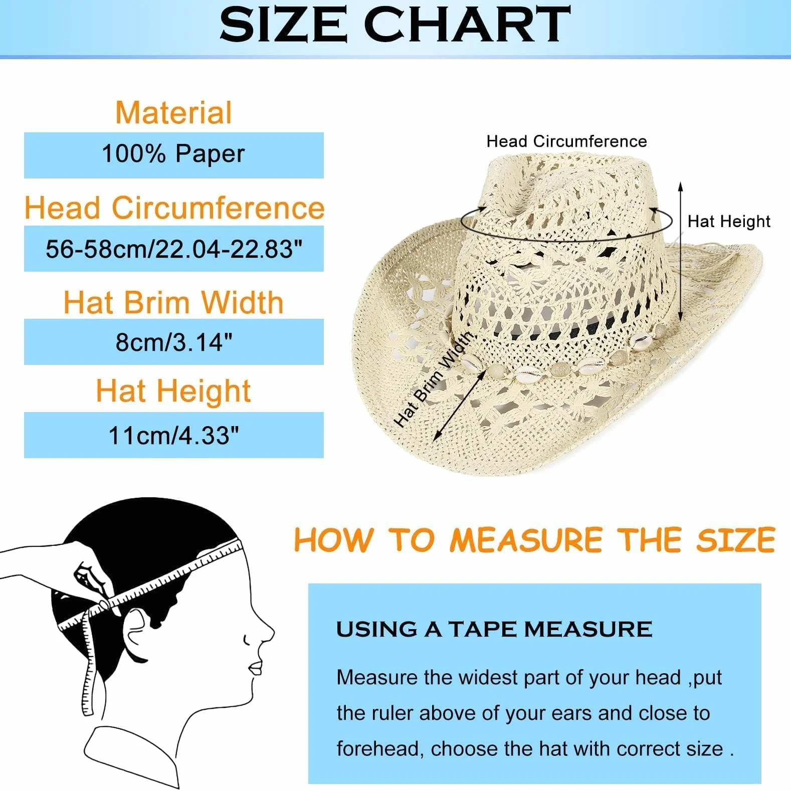 GEMVIE Ręcznie tkany Western Cowboy Hat słoma Panama Sun Hat dla Kobiet i Mężczyzn