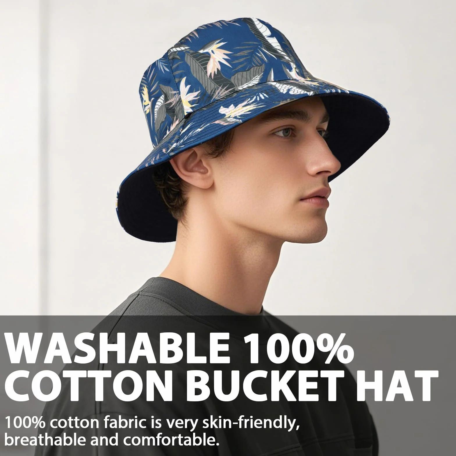 XX-duży dwustronny kapelusz typu bucket unisex, modny nadruk duży rozmiar bawełniany letni kapelusz przeciwsłoneczny kapelusz wędkarski, ochrona przed promieniowaniem UV, lekka czapka plażowa